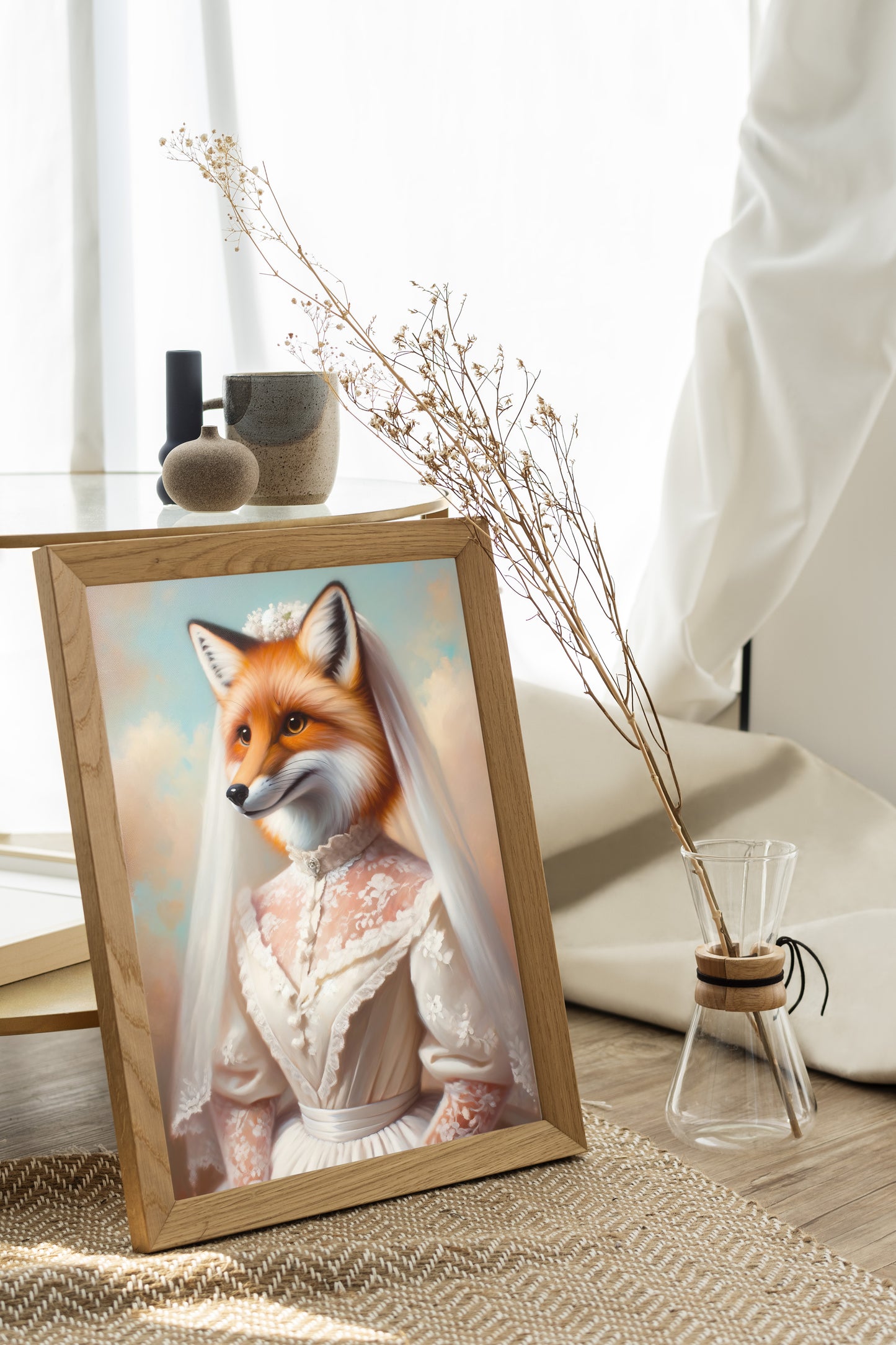 Vixen Bride Poster - Funny Animal Wall Art Decor - Unique Fox Wedding Dress Print - Perfect Gift