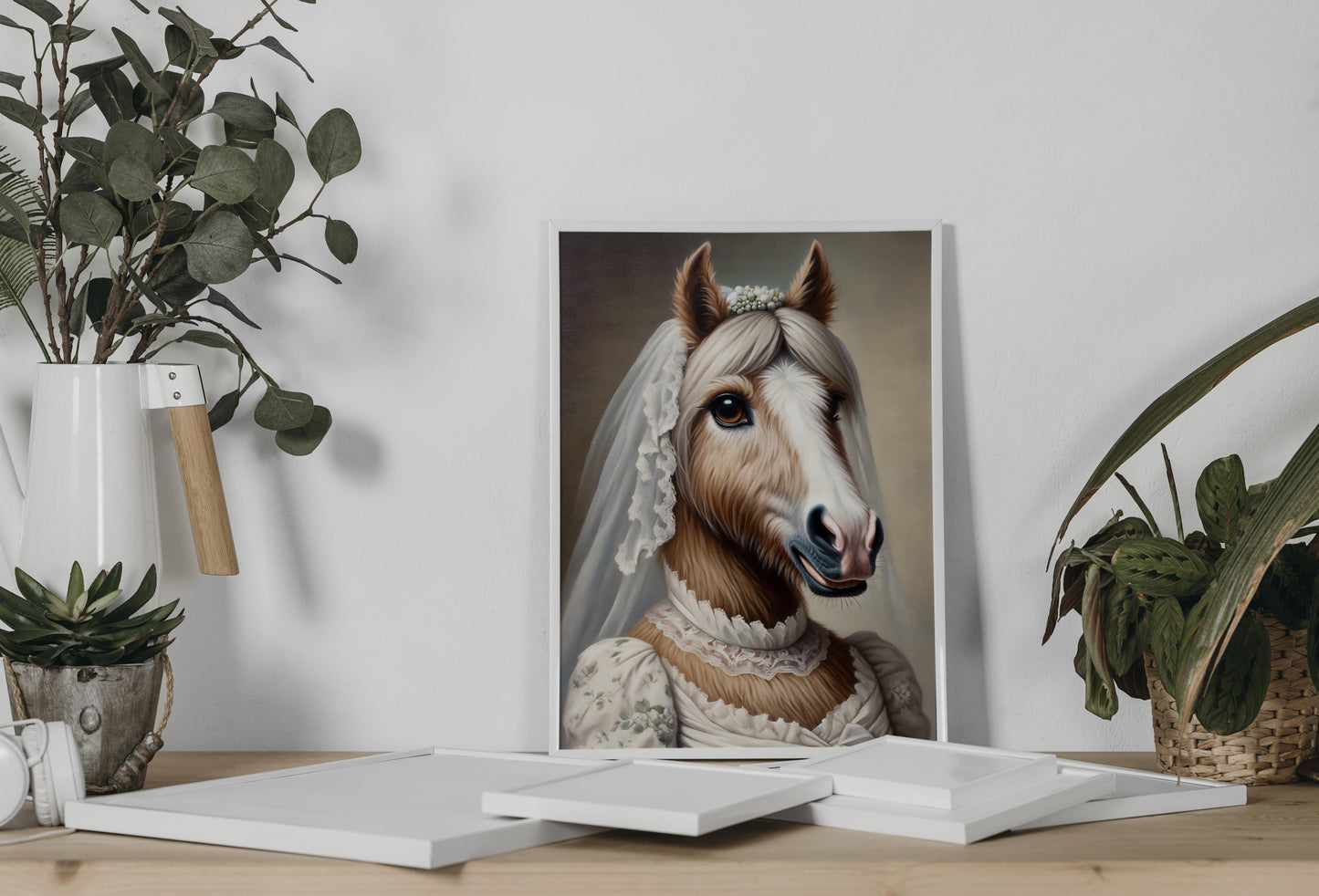 Funny Horse Bride Poster - Unique Animal Wall Art Décor - Mare in Wedding Dress - Perfect Gift for Home or Office