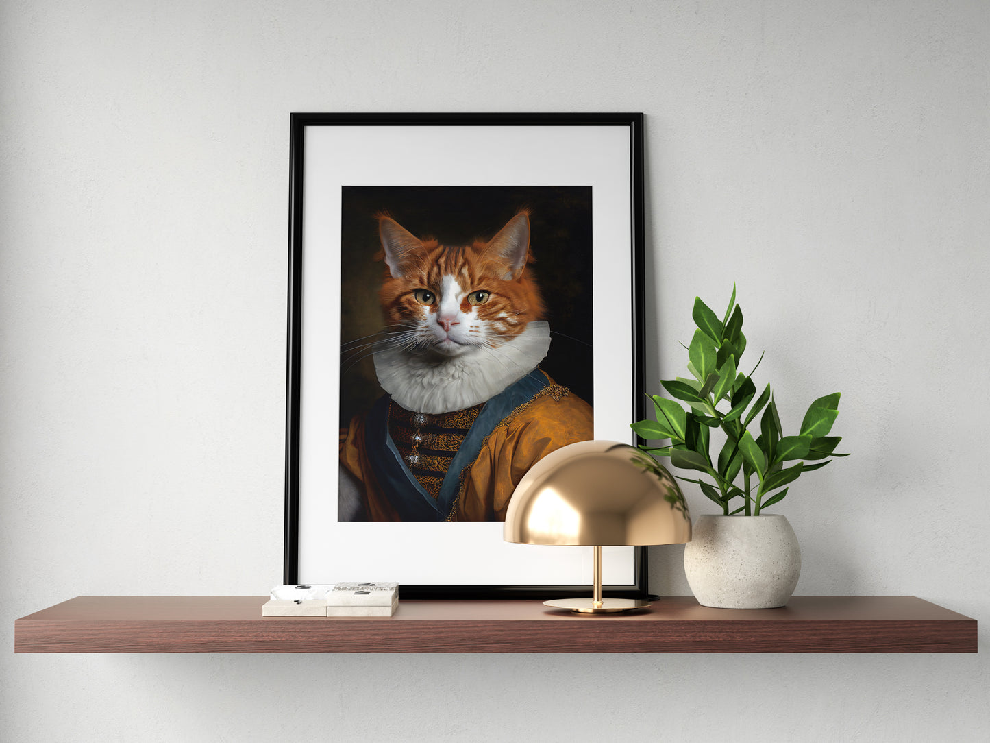 "Baroque Noble Cat Poster, Animal Wall Art, Cat Illustration, Elegant Home Decor"