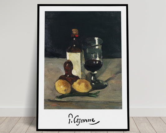 Paul Cézanne Poster - Still Life with Bottles, Glass and Lemons, Impressionist Art Print, Masterpiece Wall Decor