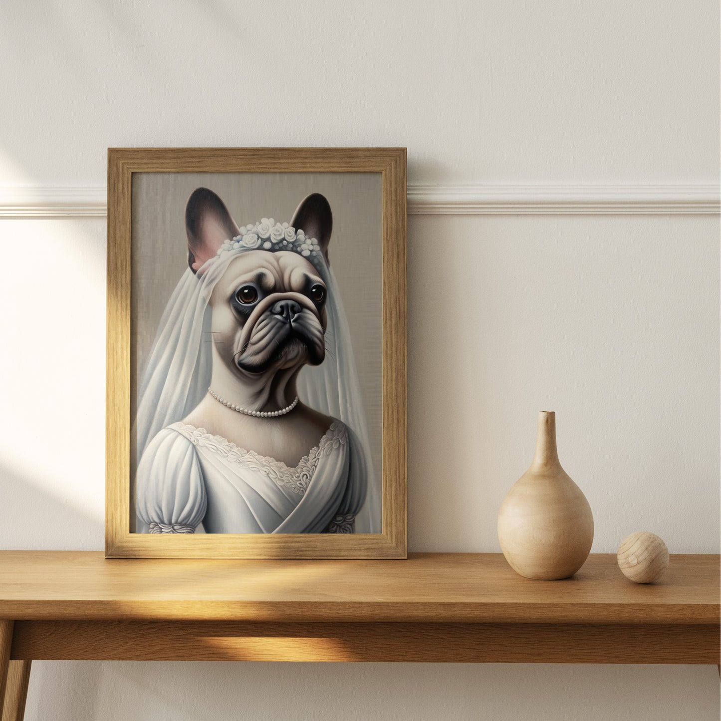 "French Bulldog Wedding Dress Poster - Funny Animal Wall Art, Dog Bride Decoration, Unique Gift Idea, Home Decor"