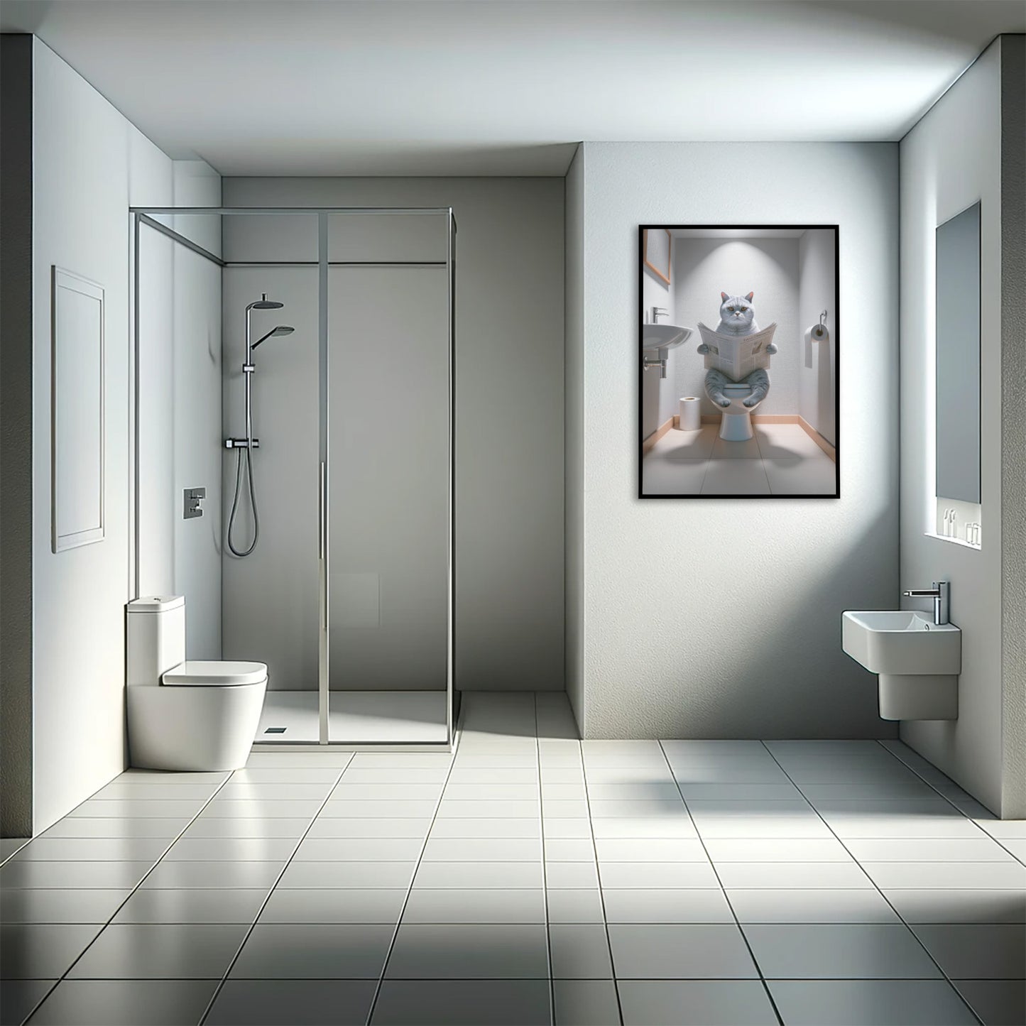 Funny British Shorthair Cat Bathroom Poster - Hilarious Bathroom Wall Art - WC Toilet Decor - Gag Gift for Cat Lovers