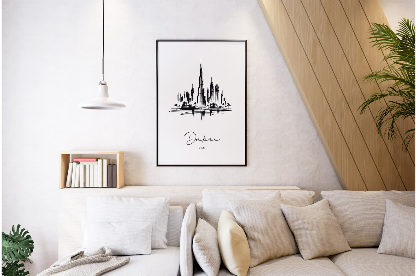 Black and White Dubai Landmarks Poster - Living Room Wall Art, Bedroom Decor, Office Poster, Unique Travel Gift Idea