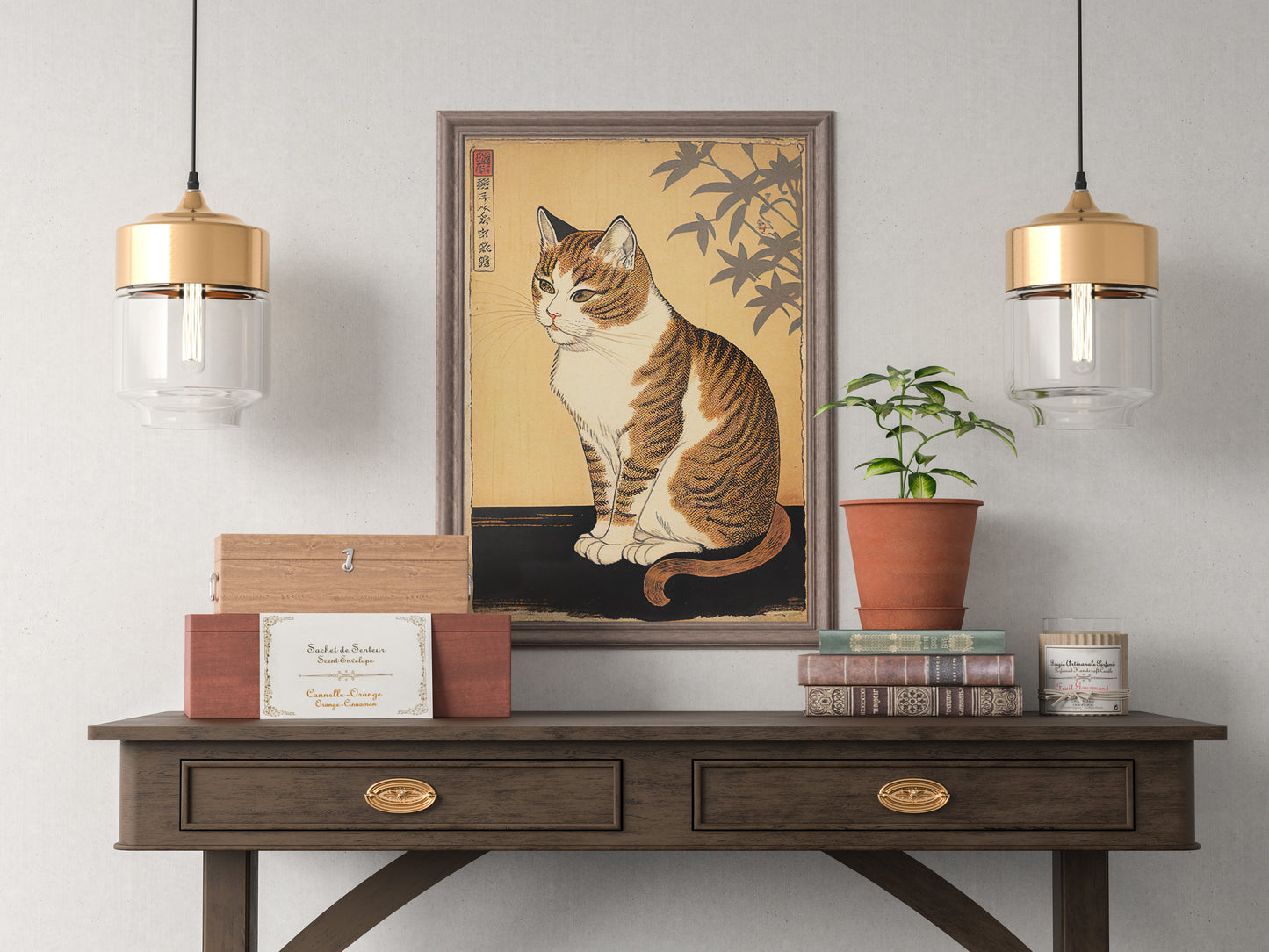 Affiche Murale de Chat - Art Japonais Illustré | Poster Décoratif de Style Nippon à Encadrer