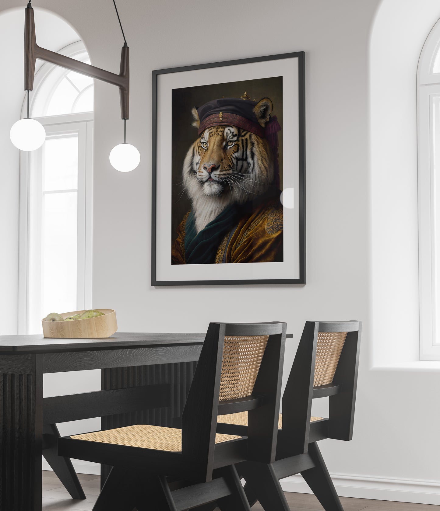 Poster de tigre noble style baroque - Décoration murale d'animaux, affiche féline à encadrer pour votre intérieur