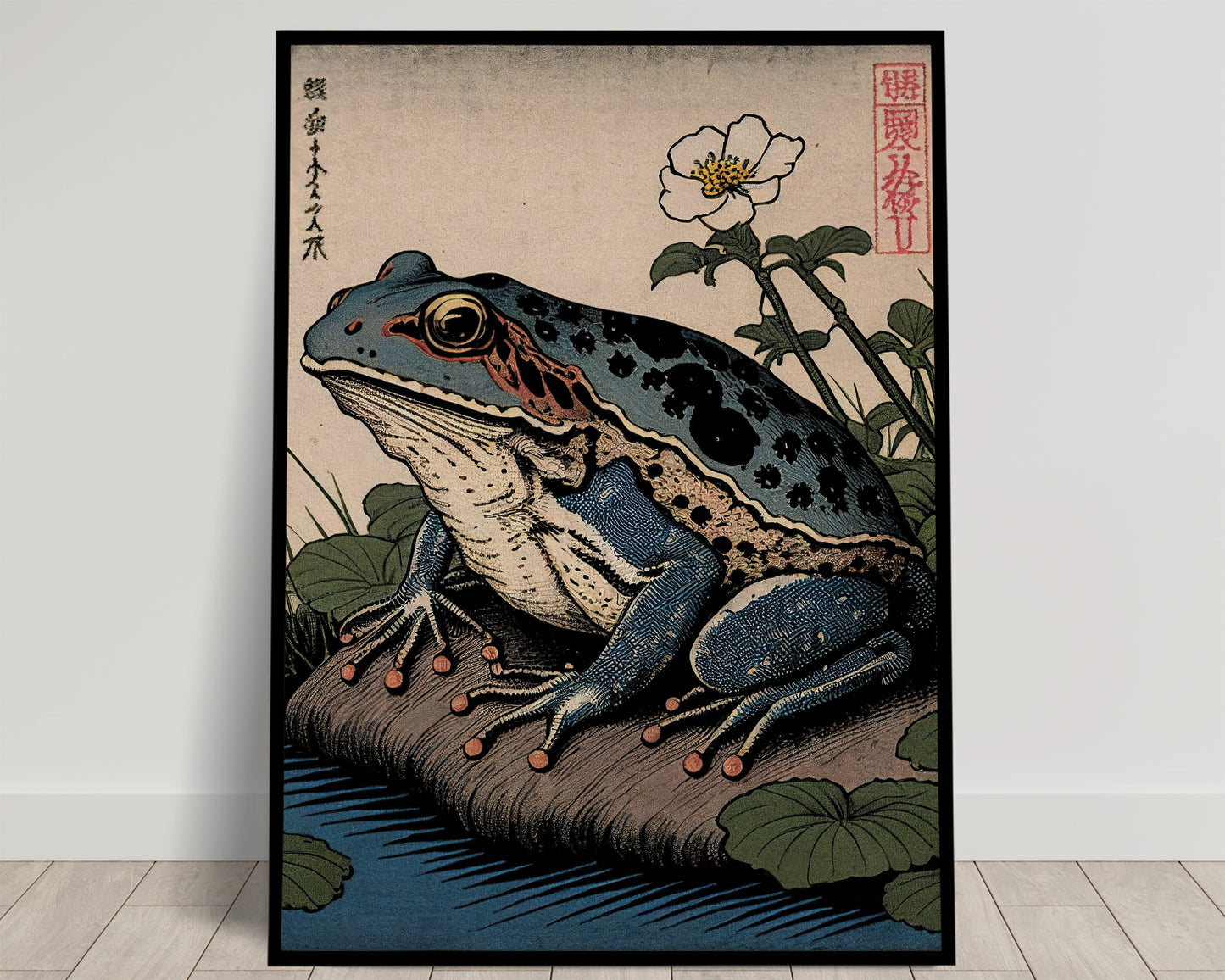 Poster de Grenouille Japonaise, Illustration Art Japonais, Affiche Décorative Murale, Idéal Encadrement