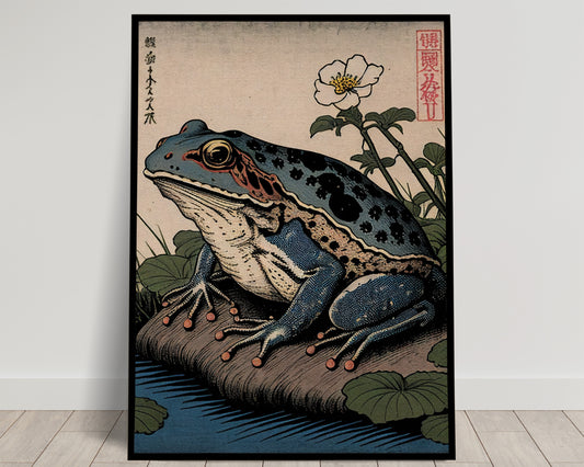 Japanese Art Style Frog Poster | Toad Wall Decoration for Framing | Unique Japanese-Inspired Prints