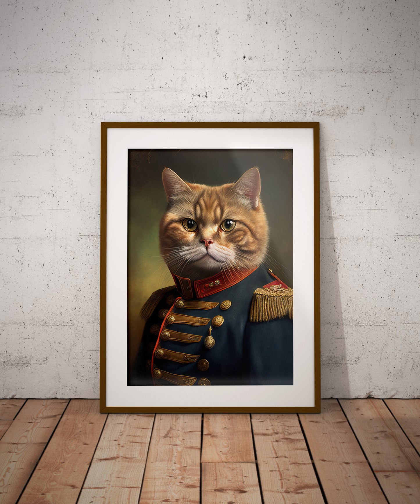 "Feline Hero Poster - Red Cat in Military Uniform | Animal Wall Art & Decor | Frameable Cat Canvas Print"