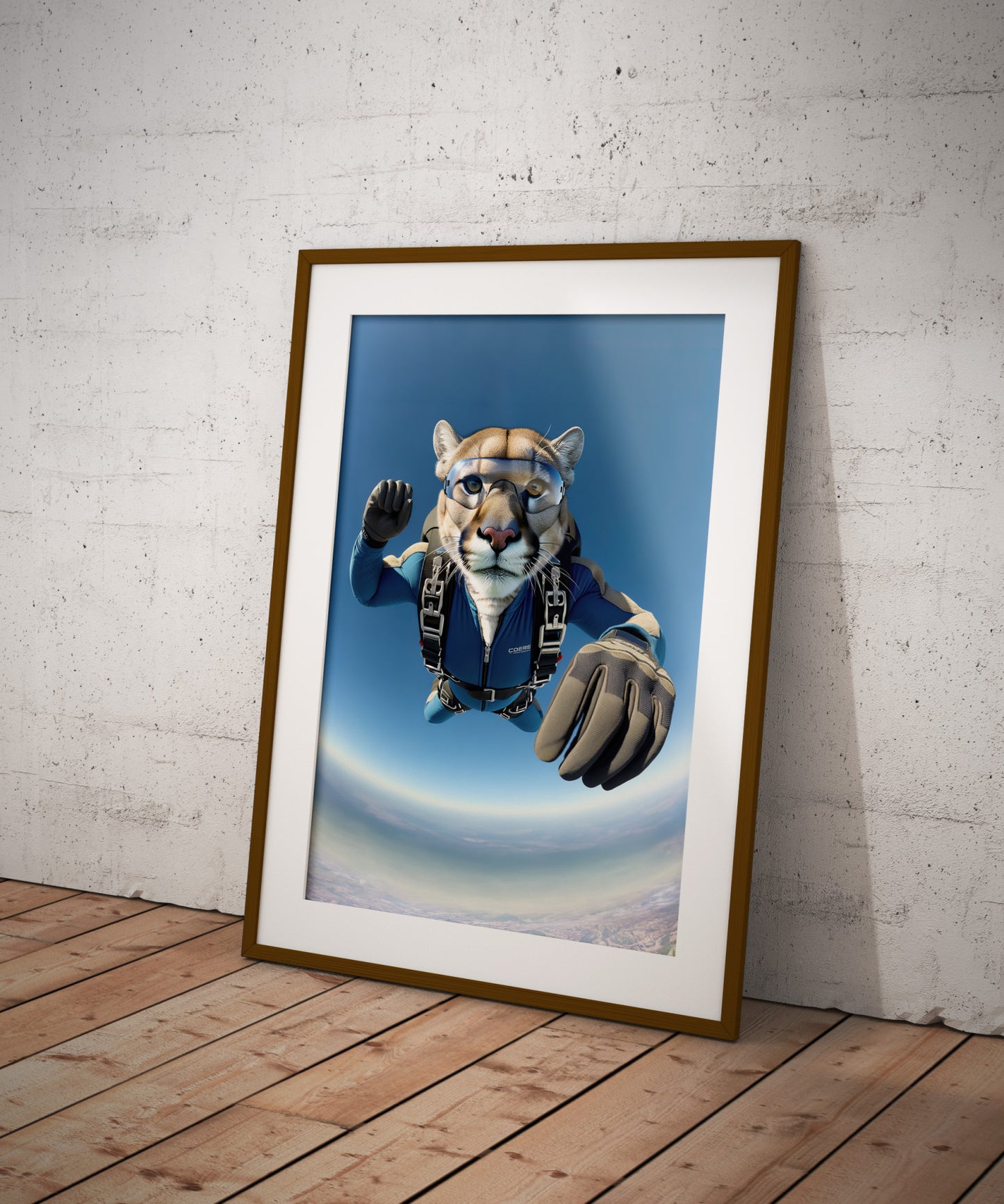 Epic Skydiving Puma Poster - Extreme Sport Wall Art, Unique Animal Print Decor, Perfect Gift for Animal Lovers