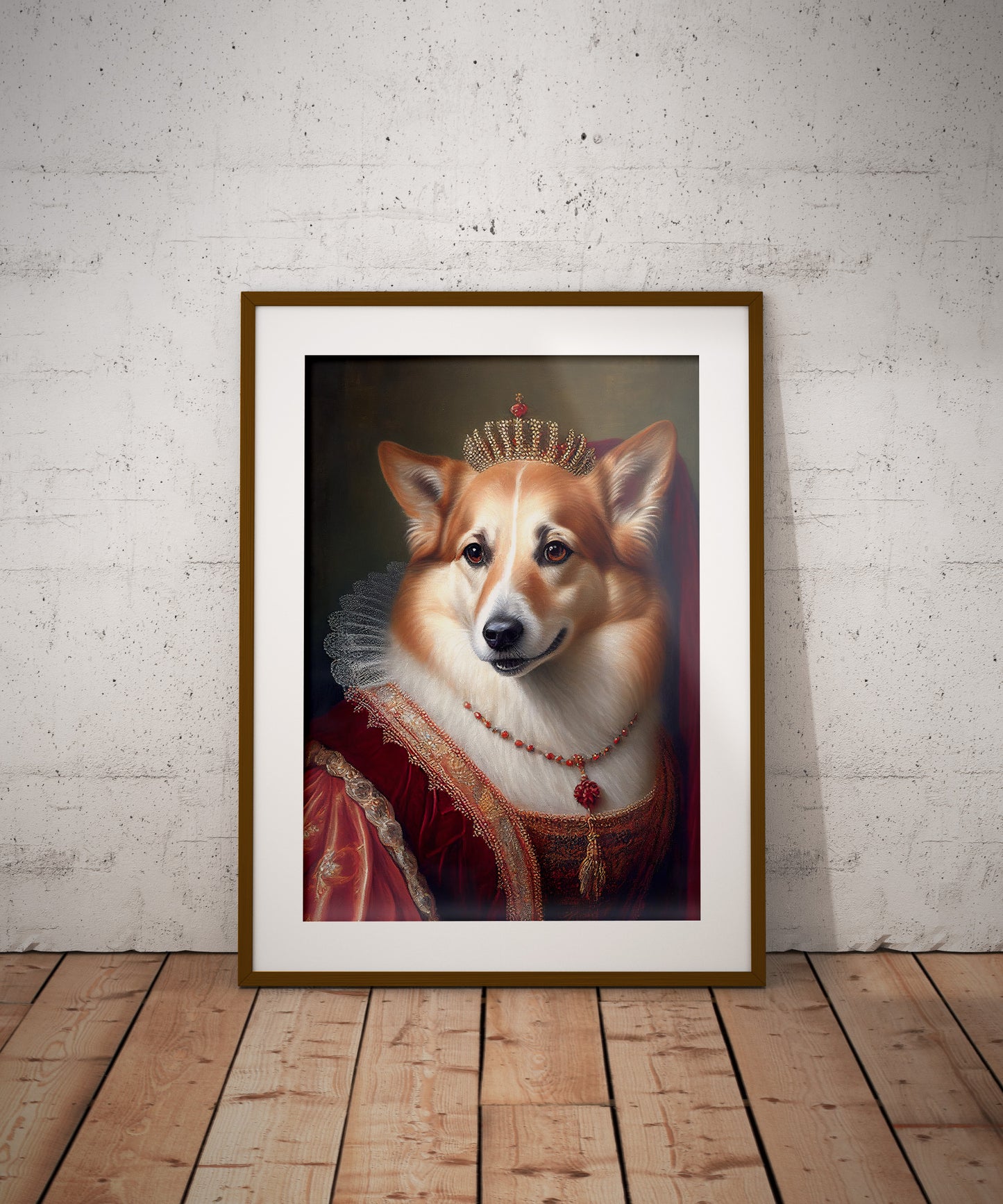 Poster de chien Corgi noble style baroque, Décoration murale animaux, Affiche murale à encadrer