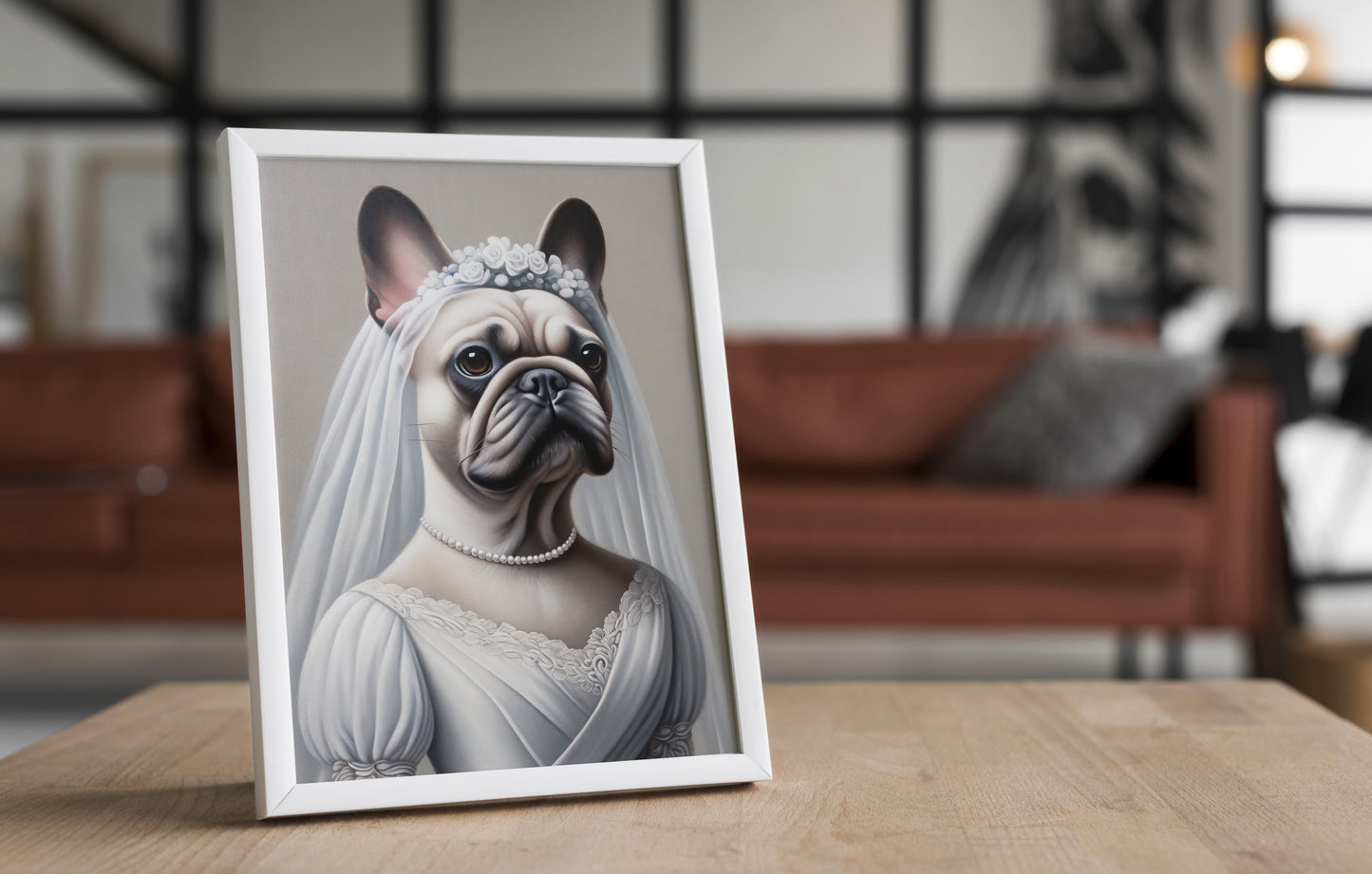 "French Bulldog Wedding Dress Poster - Funny Animal Wall Art, Dog Bride Decoration, Unique Gift Idea, Home Decor"