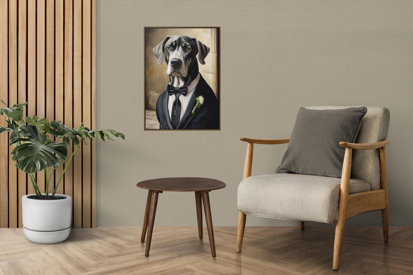 Affiche murale Grand Danois Tuxedo - Poster décoratif animaux élégant - Idéal pour décoration intérieure