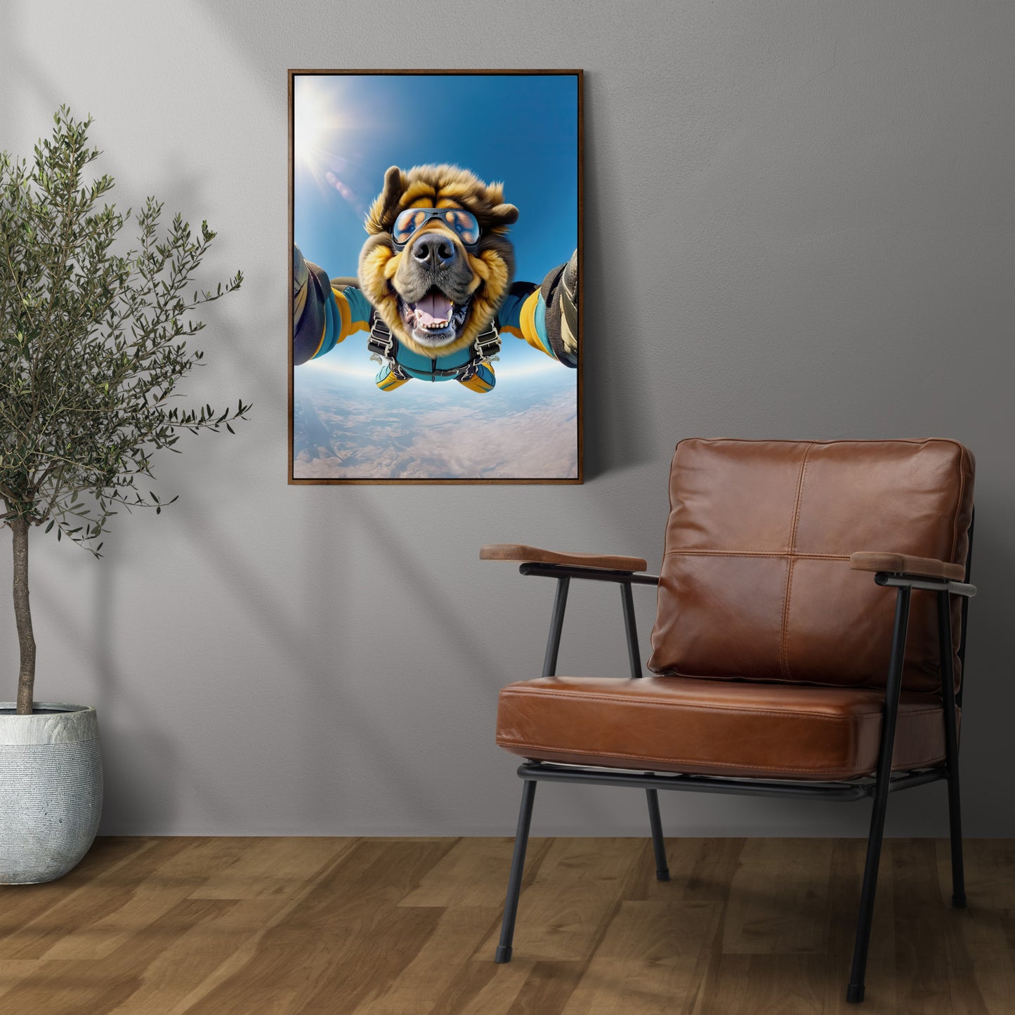 Skydiving Tibetan Mastiff Poster - Epic Wall Art for Animal Lovers | Extreme Sports Home Decor | Unique Gift