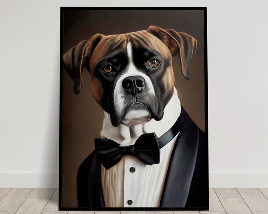 Boxer Dog Tuxedo Poster – Animal Wall Art Decor – Pet Lover's Home Decoration