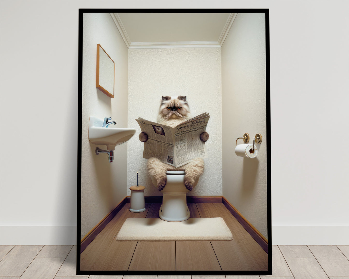 Seal Point Persian Cat Toilet Poster - Bathroom Decor Print | Fun Cat Lover Wall Art | Gag Gift for Bathroom