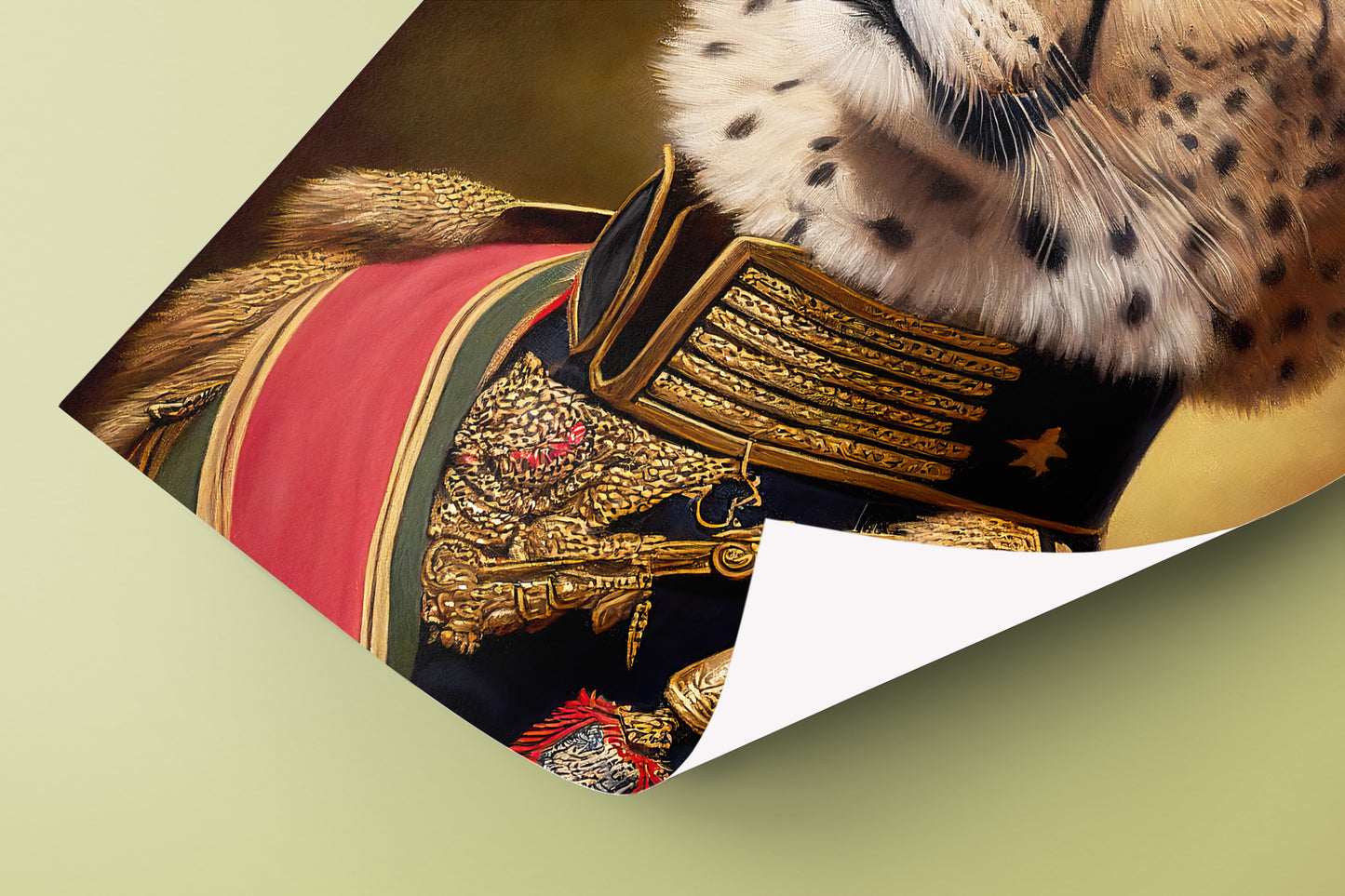 "Cheetah Poster in Military Uniform - Animal Wall Art Decoration | Unique Wildlife Poster Print"