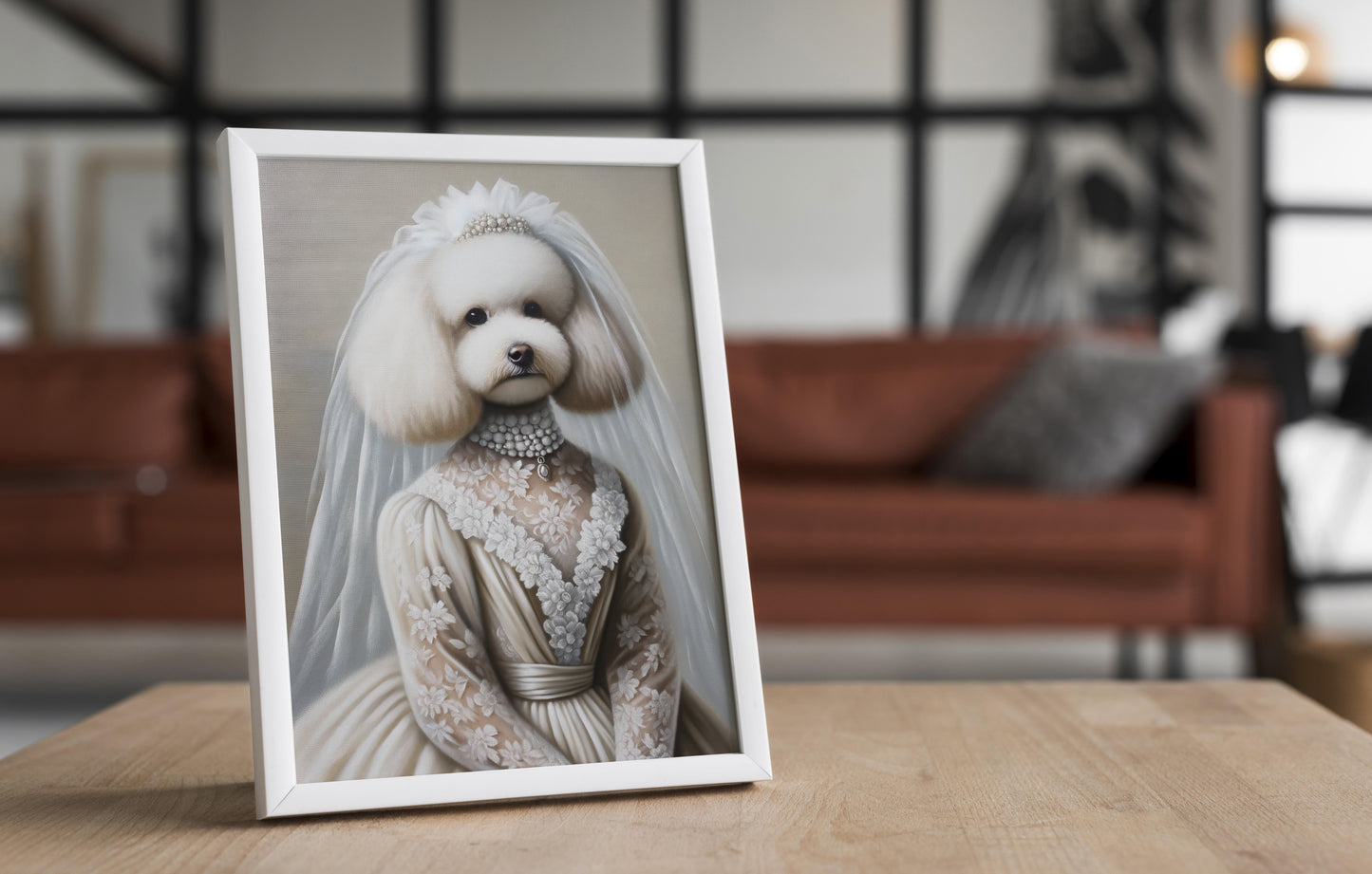 Poodle Bride Wedding Dress Poster – Funny Animal Wall Art Decor – Unique Pet Lover Gift Print