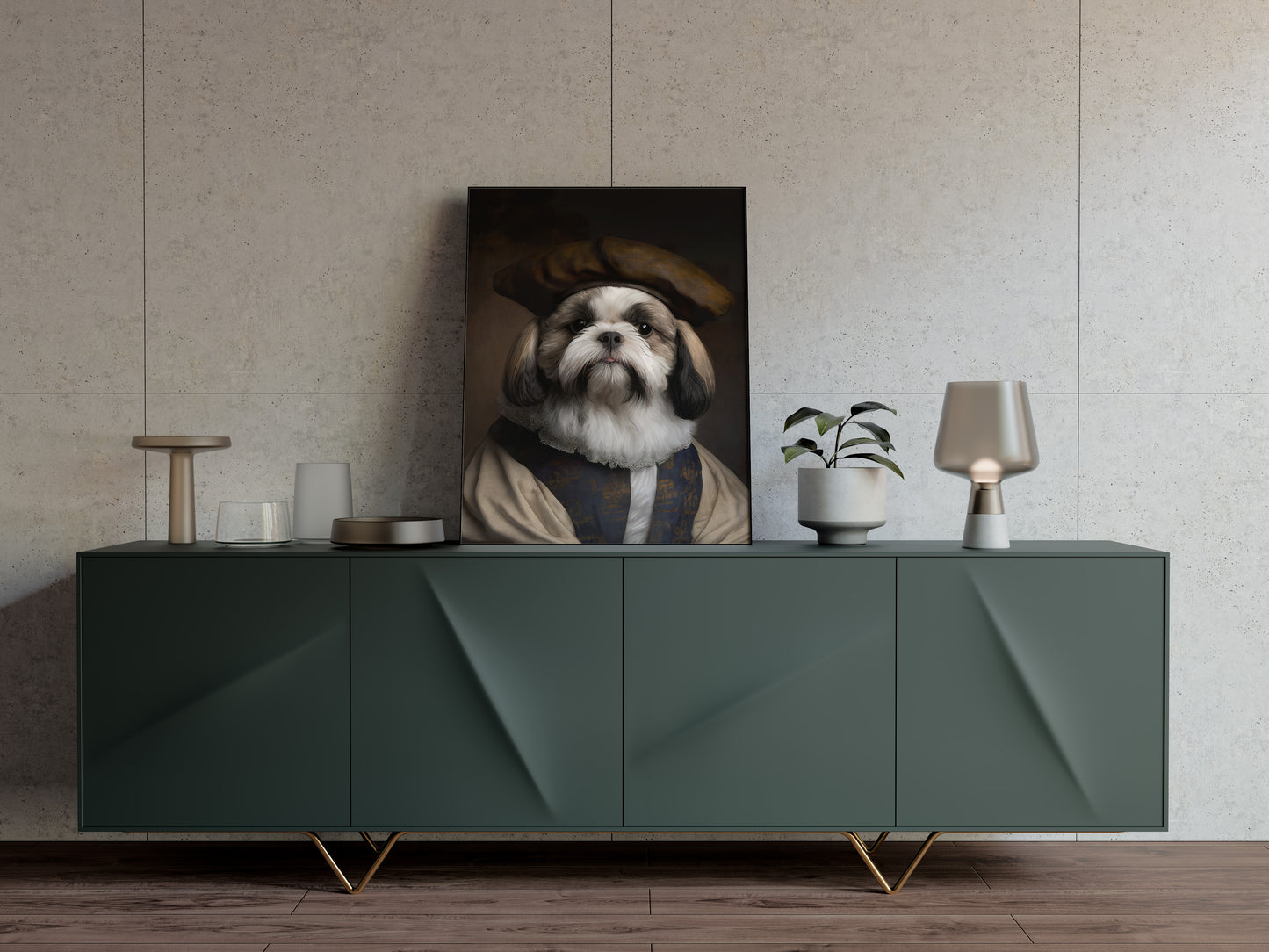 Poster Shih-Tzu noble style baroque - Affiche murale chien décorative premium à encadrer