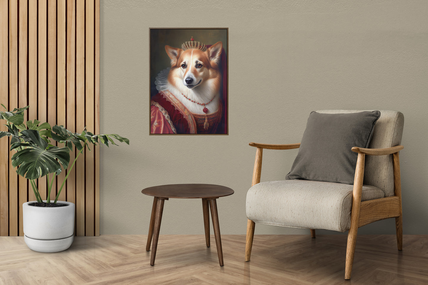 Poster de chien Corgi noble style baroque, Décoration murale animaux, Affiche murale à encadrer