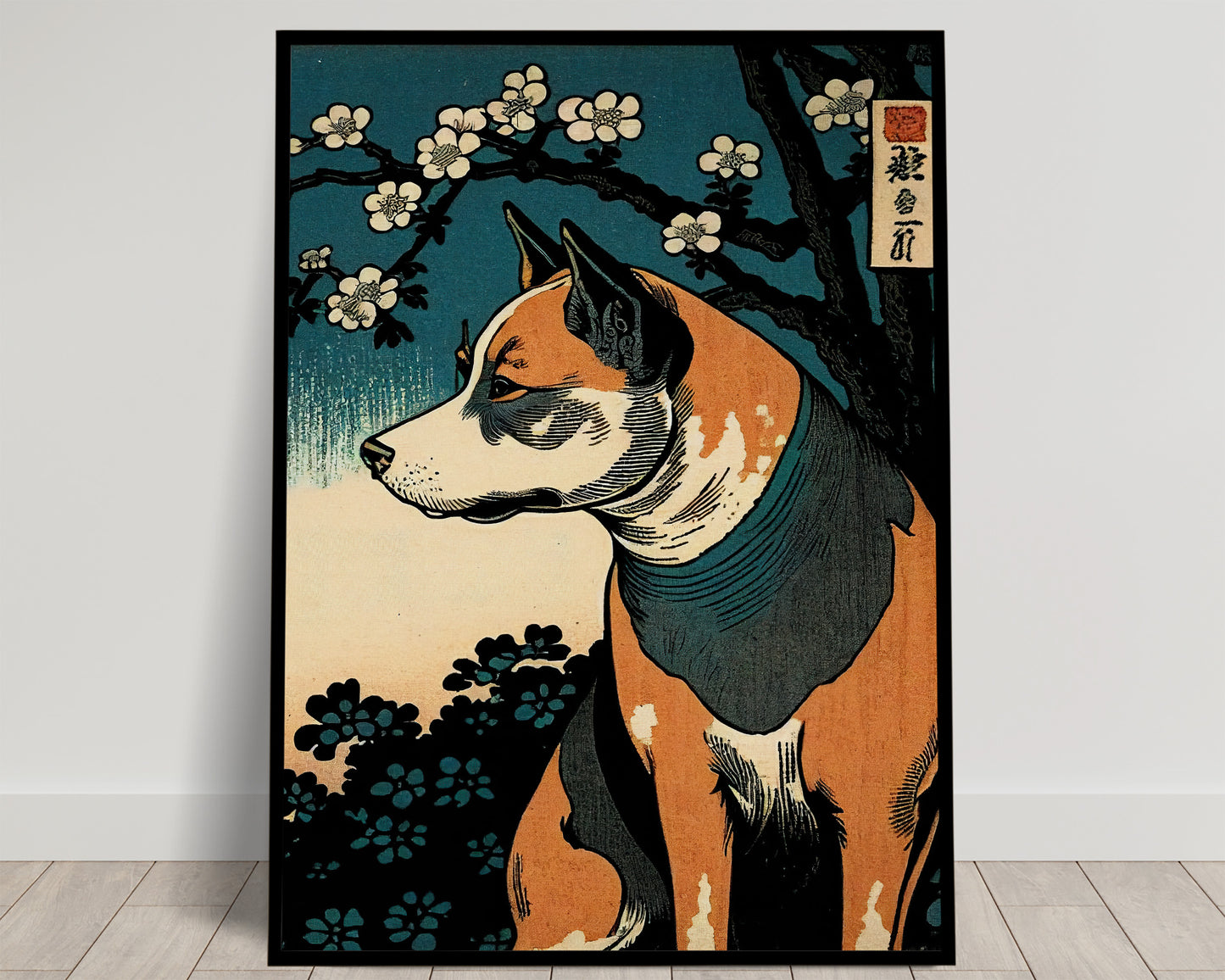 Poster Chien, Art Japonais Ukiyo-e, Décoration Murale Illustration, Affiche Design Chien, Art Mural Japon