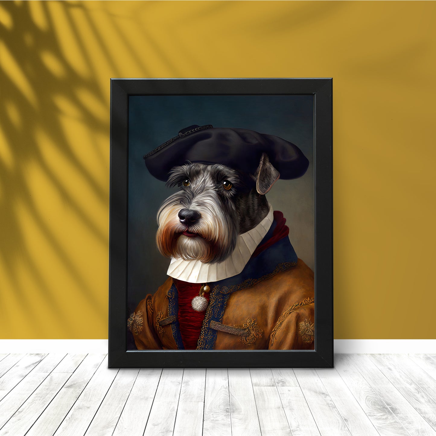 Poster Schnauzer Noble Style Baroque, Décoration Murale Animaux, Affiche Chien pour Intérieur