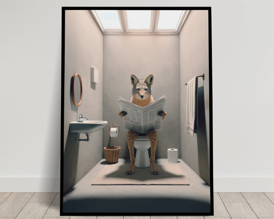 Funny Jackal on Toilet Poster - Unique Bathroom Wall Art & Decor, WC Humor, Perfect Gag Gift for Toilet Reading Enthusiasts