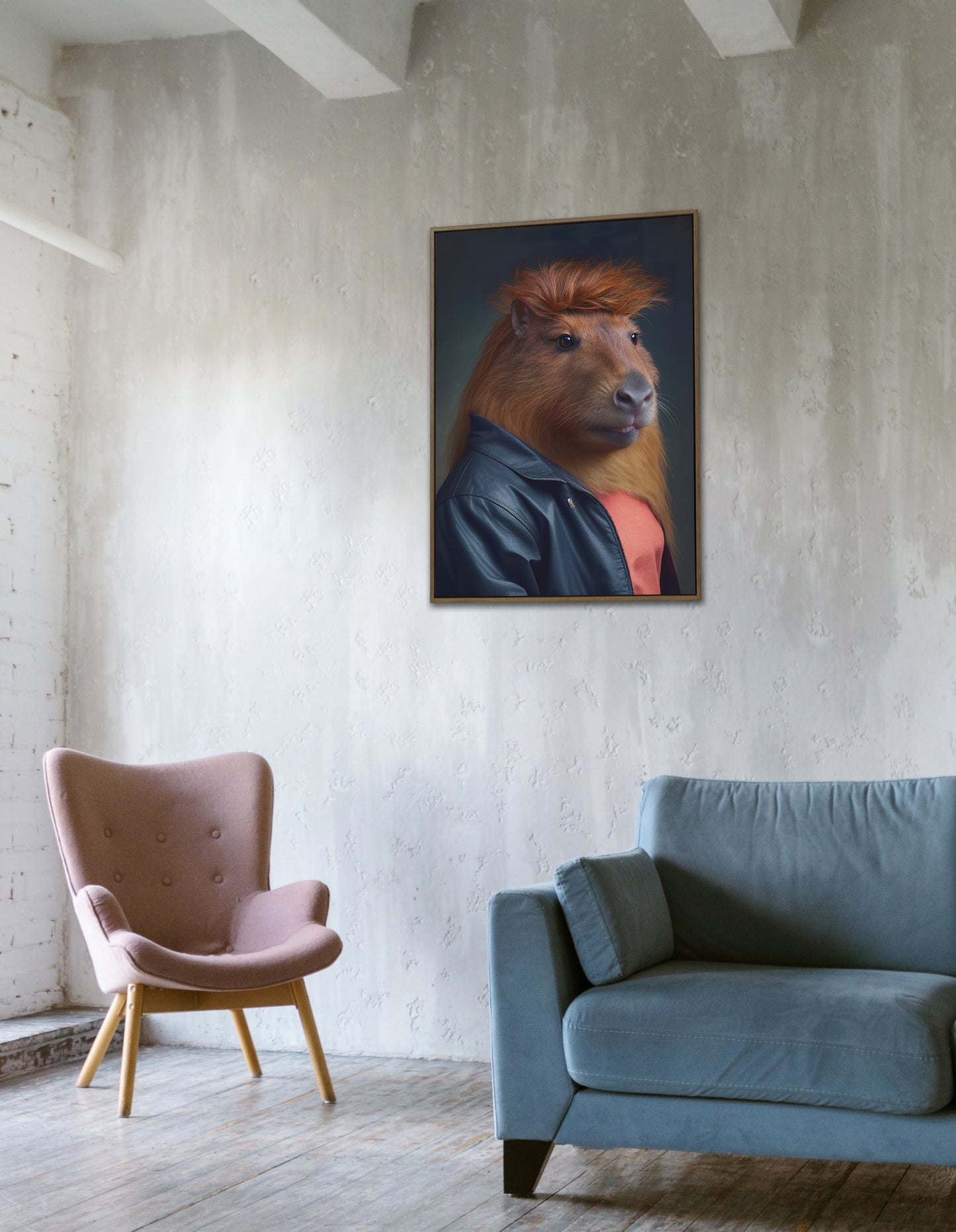 Retro 80s Capybara Poster - Humorous Wall Art to Frame - Kitschy Capybara Print for Home Decor