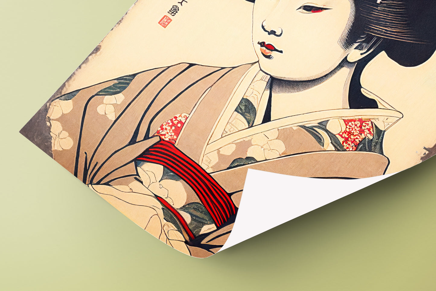 Japanese Geisha Art Poster – Geiko Illustration Wall Decor – Frameable Asian Art Print for Home