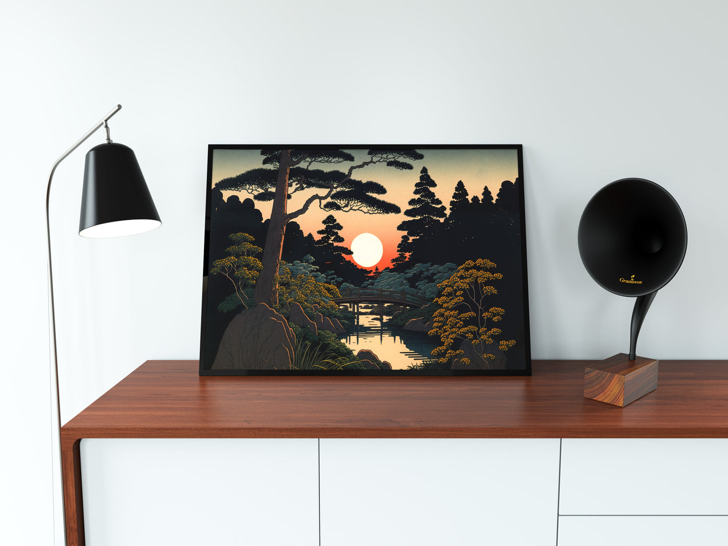 Japanese Garden Wall Poster, Rural Landscape Art Print, Japanese Style Wall Decoration