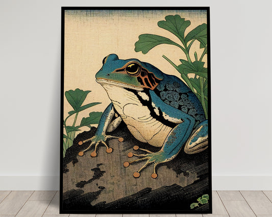 Japanese Frog Wall Poster - Art Style Illustration, Toad Wall Decoration, Frameable Japanese Poster for Home Decor