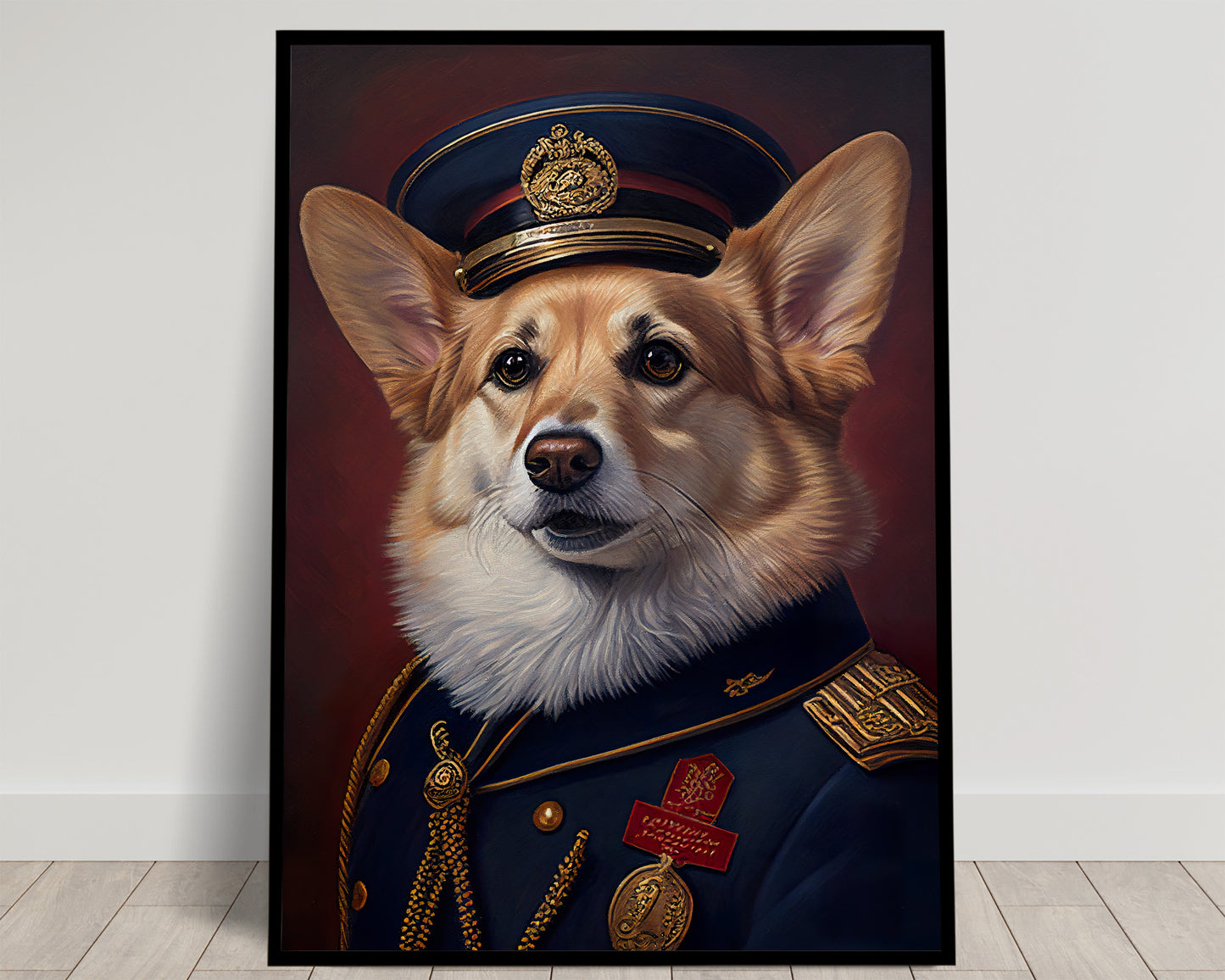 Poster Chien Corgi Héros en Uniforme Militaire - Décoration Murale Animaux - Affiche Murale Corgi