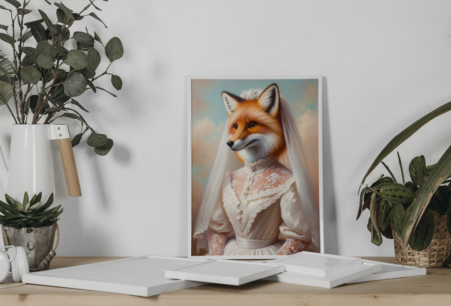 Vixen Bride Poster - Funny Animal Wall Art Decor - Unique Fox Wedding Dress Print - Perfect Gift