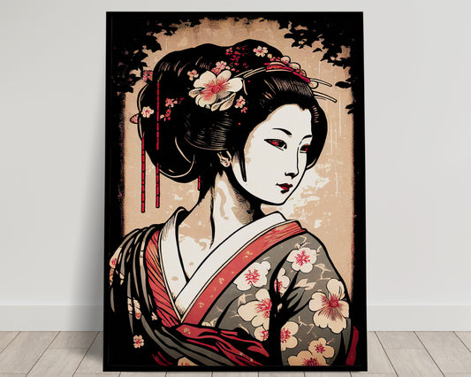 Geisha Poster - Japanese Art Style Illustration, Geiko Wall Decoration, Perfect for Framing