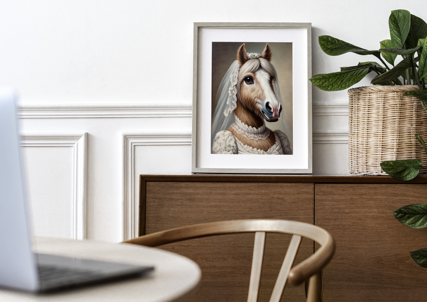 Funny Horse Bride Poster - Unique Animal Wall Art Décor - Mare in Wedding Dress - Perfect Gift for Home or Office