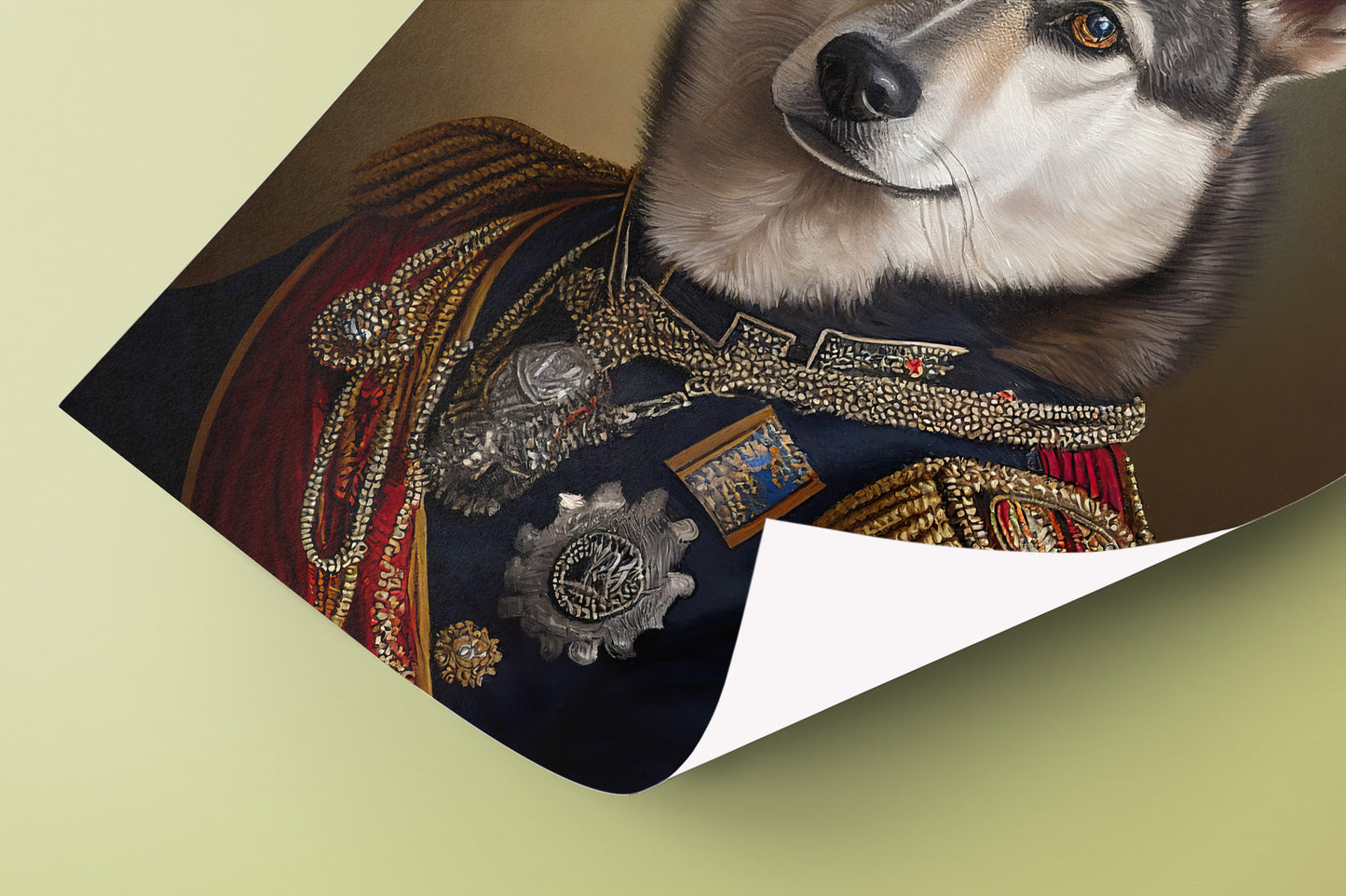 Heroic Husky Poster in Military Uniform - Funny Dog Wall Art, Portrait Print, Unique Husky Decoration