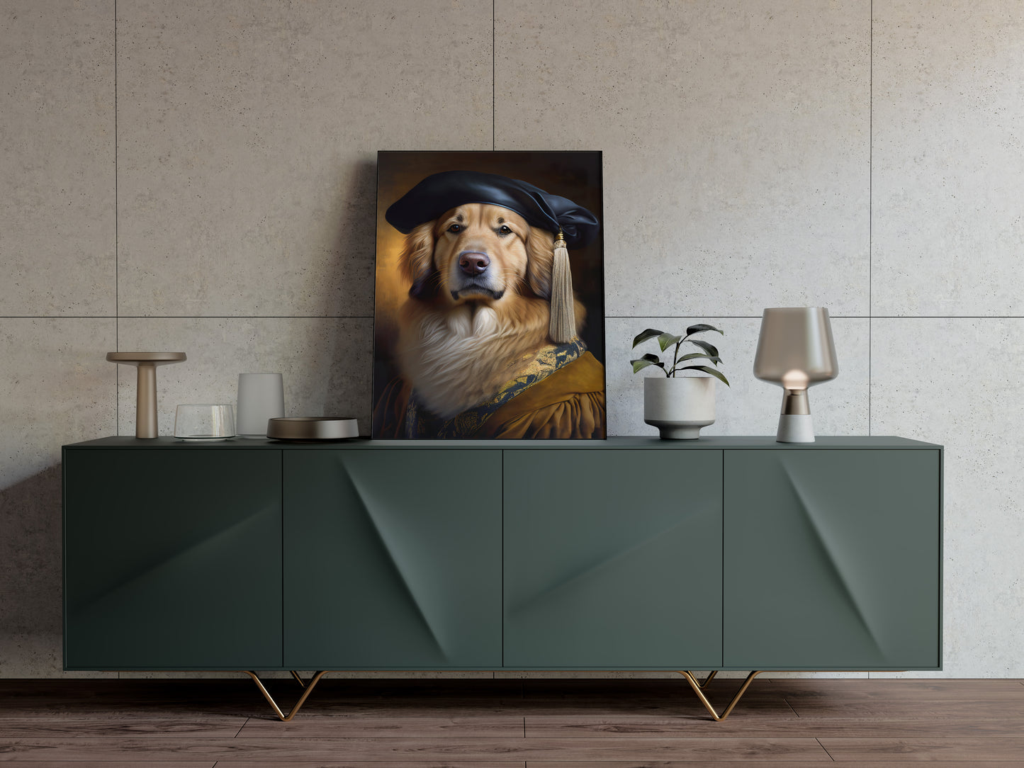 Poster de Golden Retriever Noble Style Baroque - Décoration Murale Animaux, Affiche Chien à Encadrer