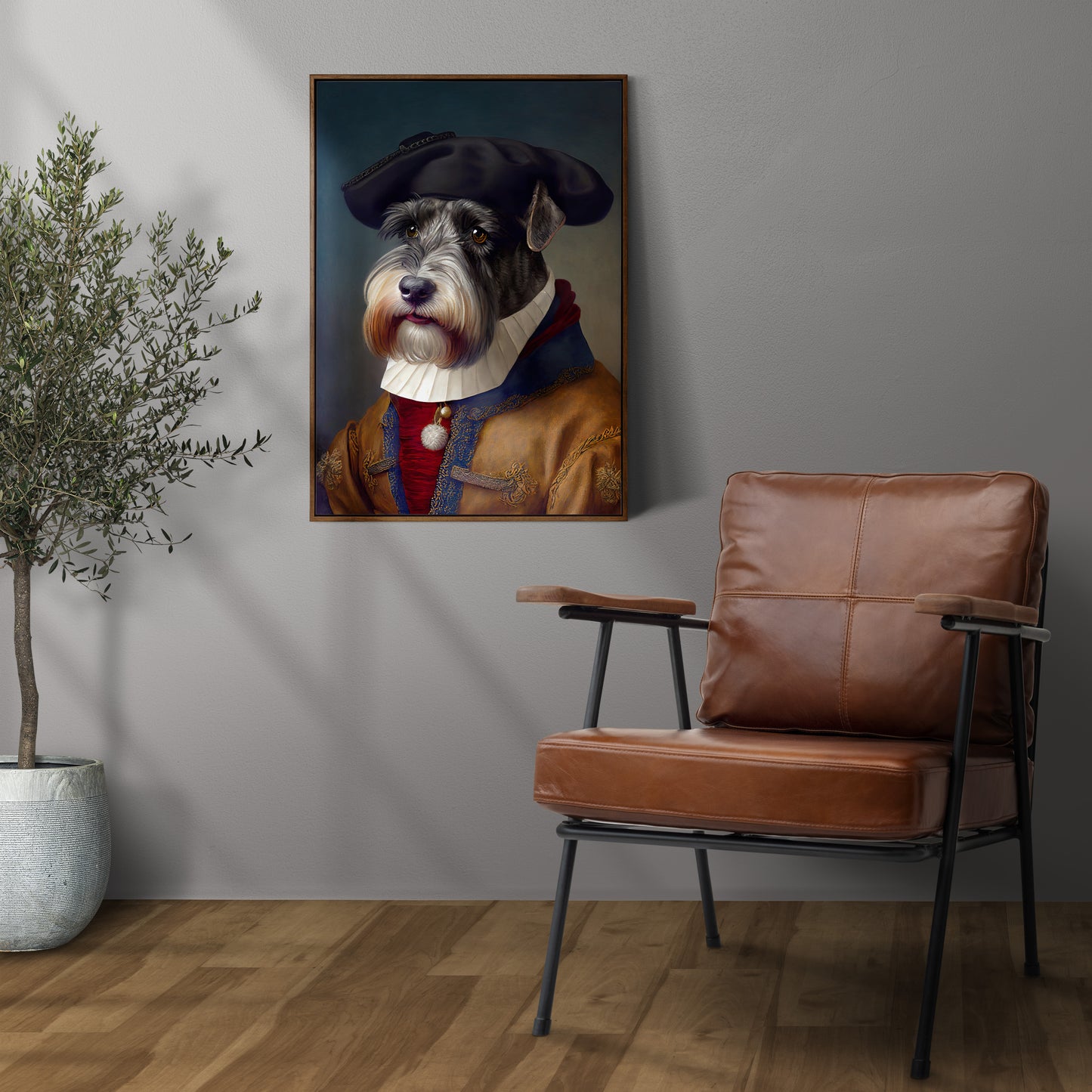 Poster Schnauzer Noble Style Baroque, Décoration Murale Animaux, Affiche Chien pour Intérieur