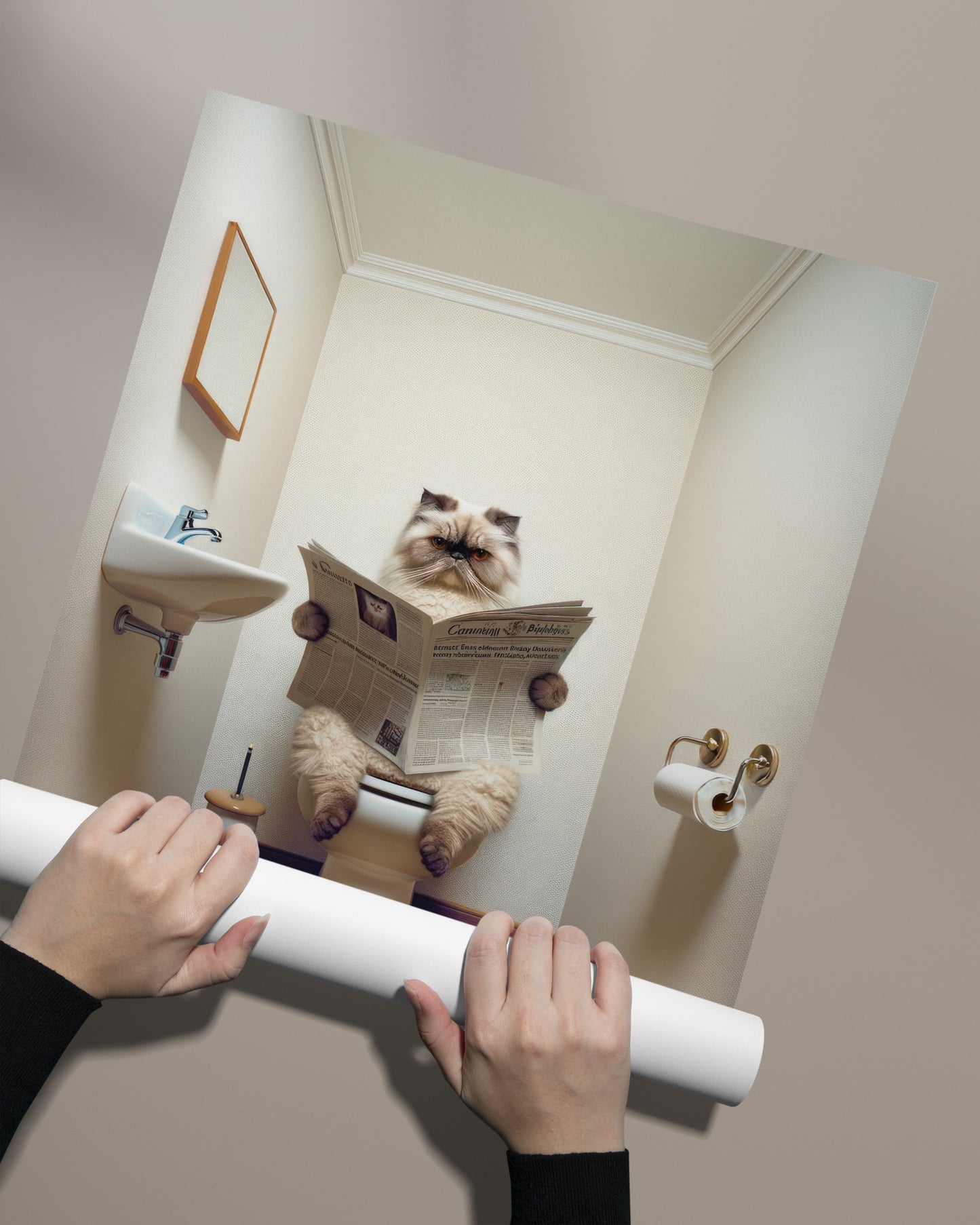 Seal Point Persian Cat Toilet Poster - Bathroom Decor Print | Fun Cat Lover Wall Art | Gag Gift for Bathroom