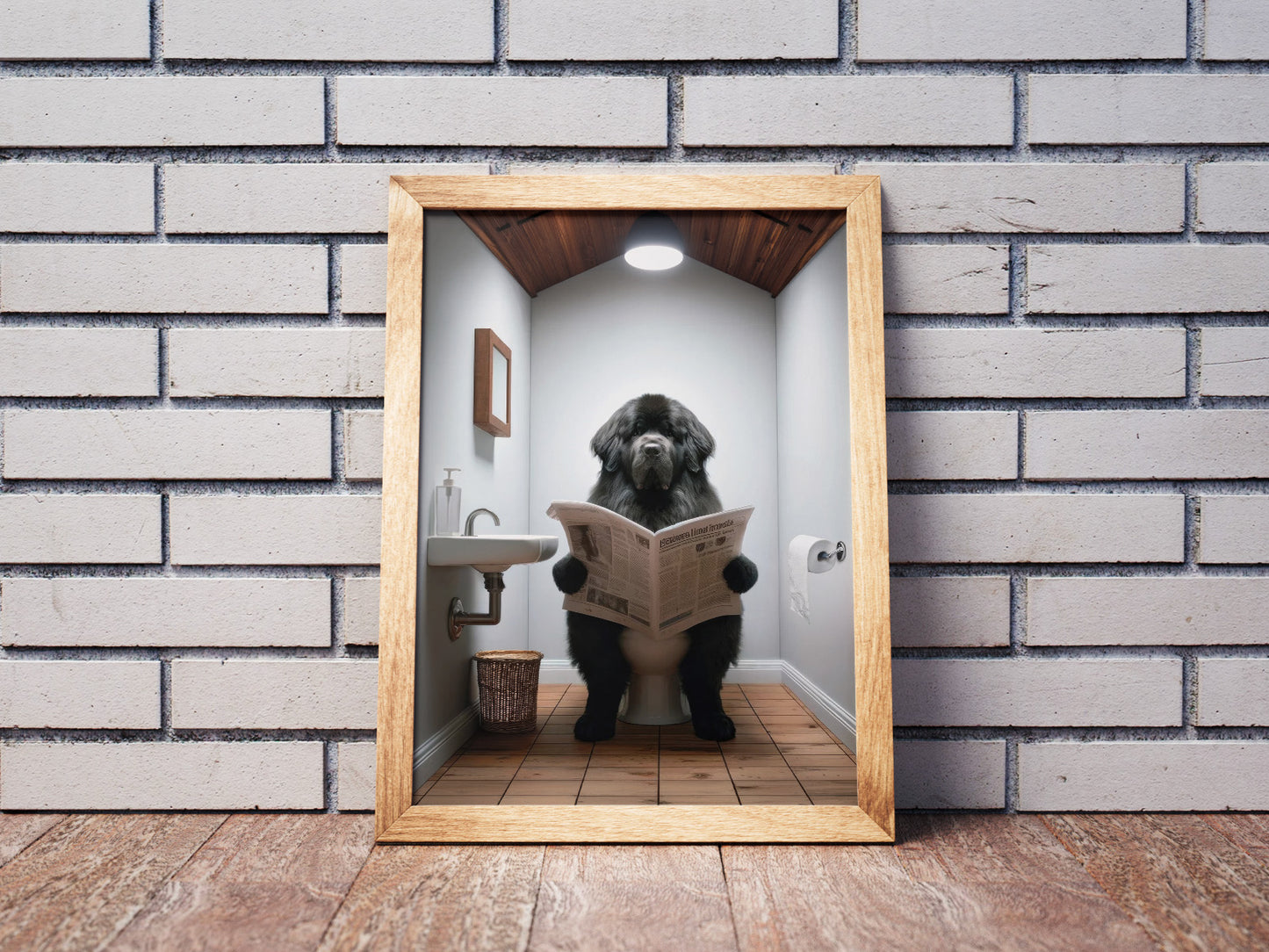 Black Newfoundland Toilet Poster - Fun Bathroom Decor, Wall Art, WC Gag Gift