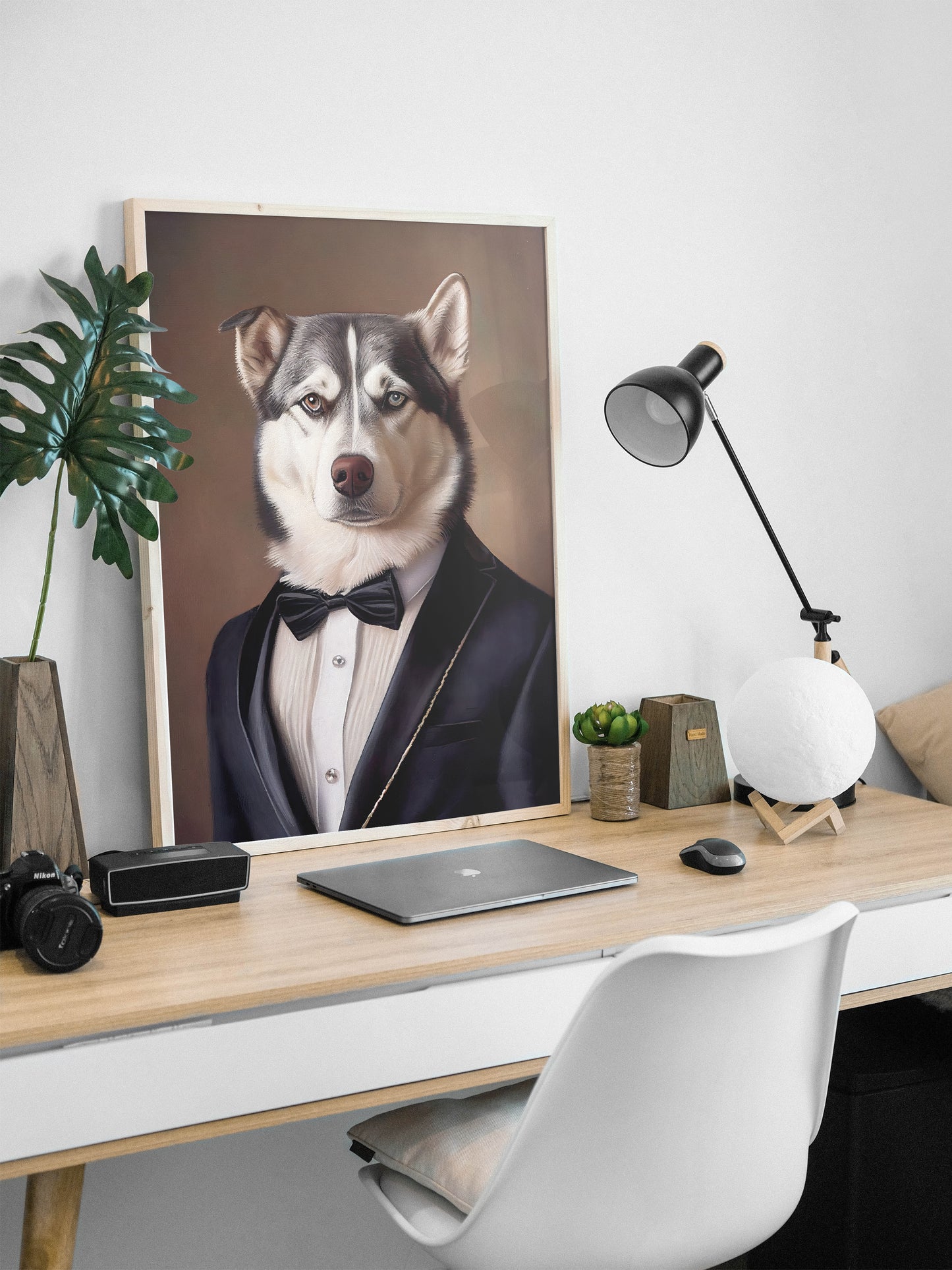 Affiche murale Husky en smoking - Poster décoration animaux élégante, Art mural Husky Tuxedo