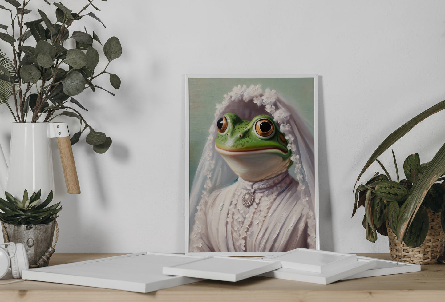 Poster Grenouille en Robe de Mariée – Affiche Murale Animaux Humour, Déco Murale Mariage Cadre