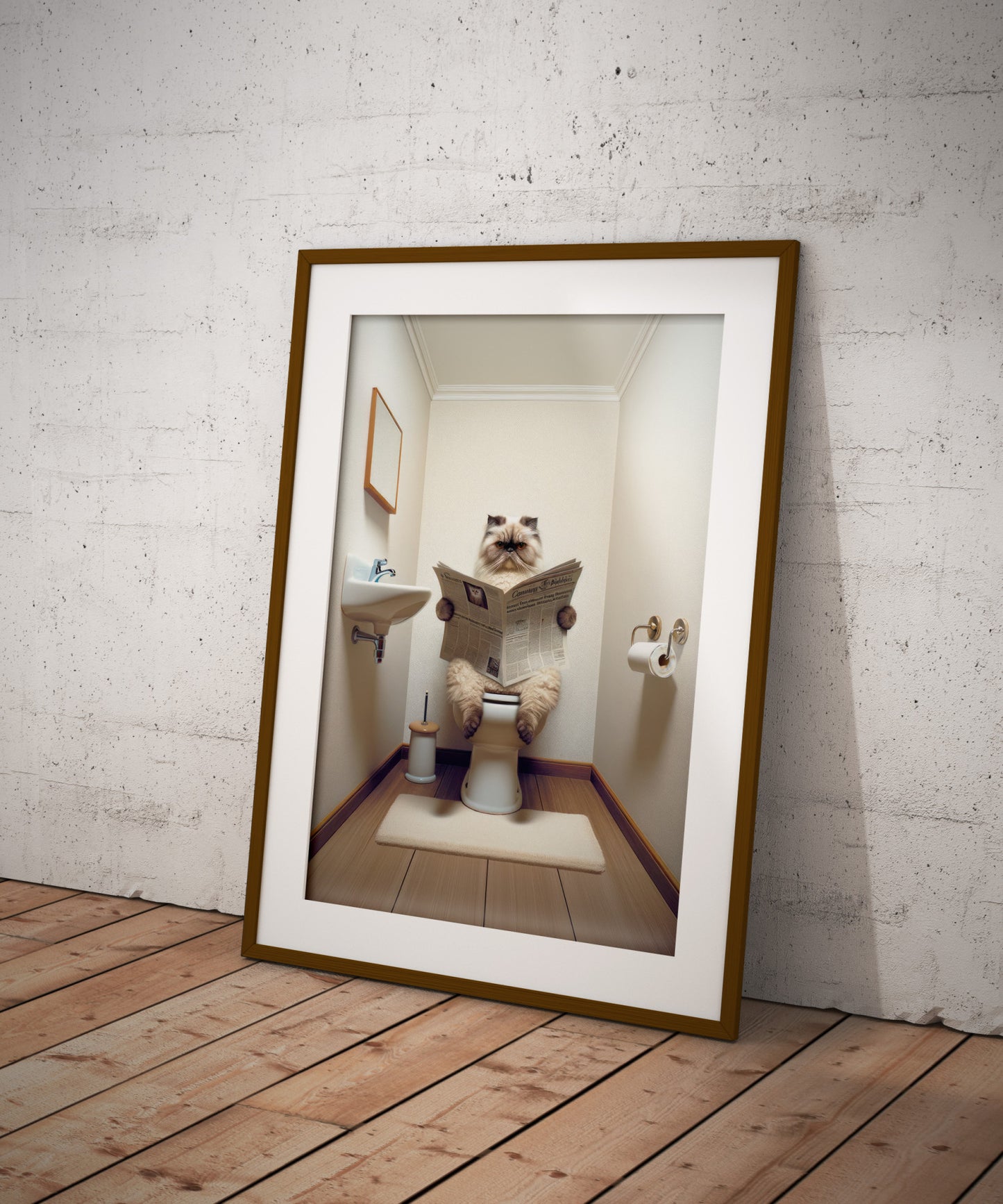 Seal Point Persian Cat Toilet Poster - Bathroom Decor Print | Fun Cat Lover Wall Art | Gag Gift for Bathroom