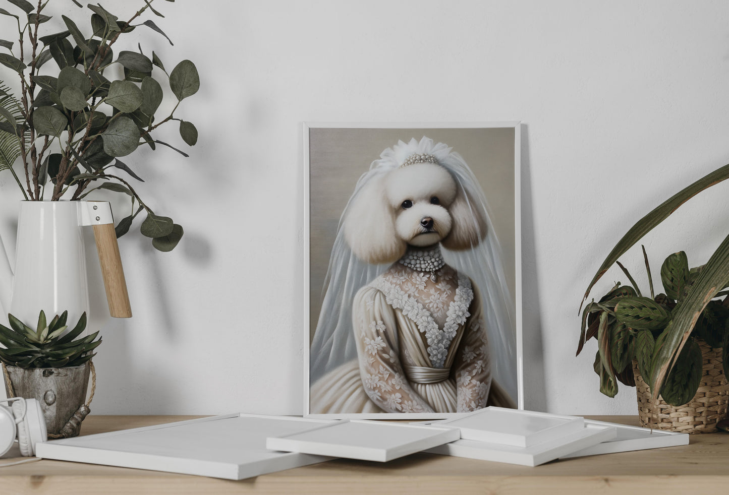 Poodle Bride Wedding Dress Poster – Funny Animal Wall Art Decor – Unique Pet Lover Gift Print