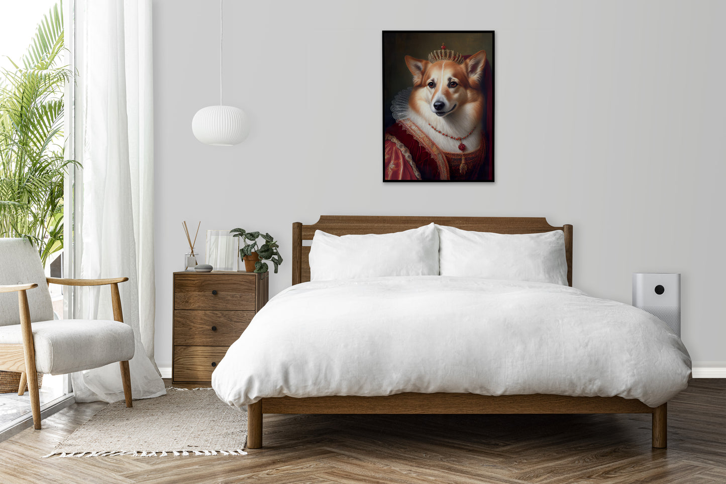 Poster de chien Corgi noble style baroque, Décoration murale animaux, Affiche murale à encadrer