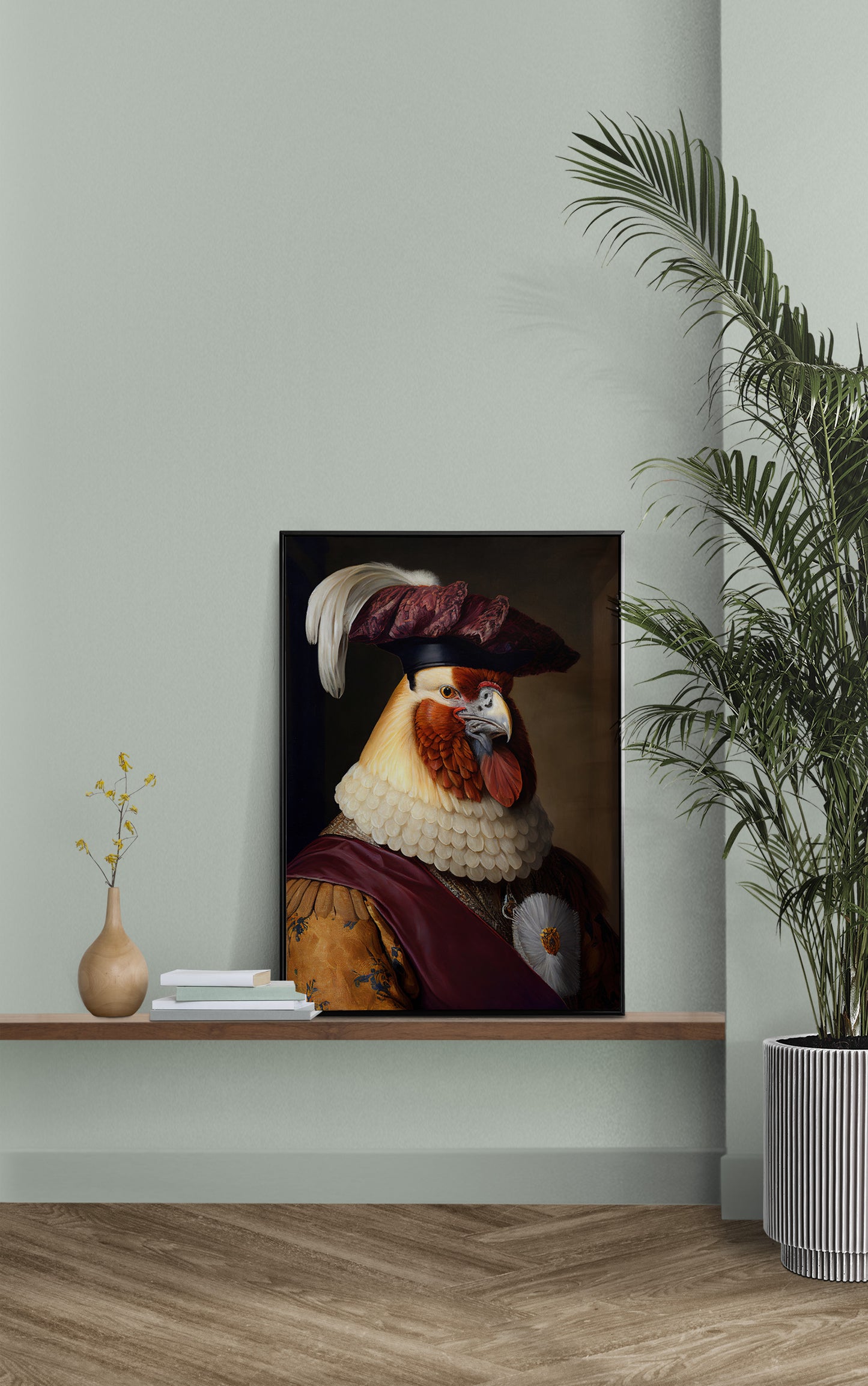 Baroque Noble Chicken Poster | Unique Animal Wall Art | Elegant Chicken Wall Decoration