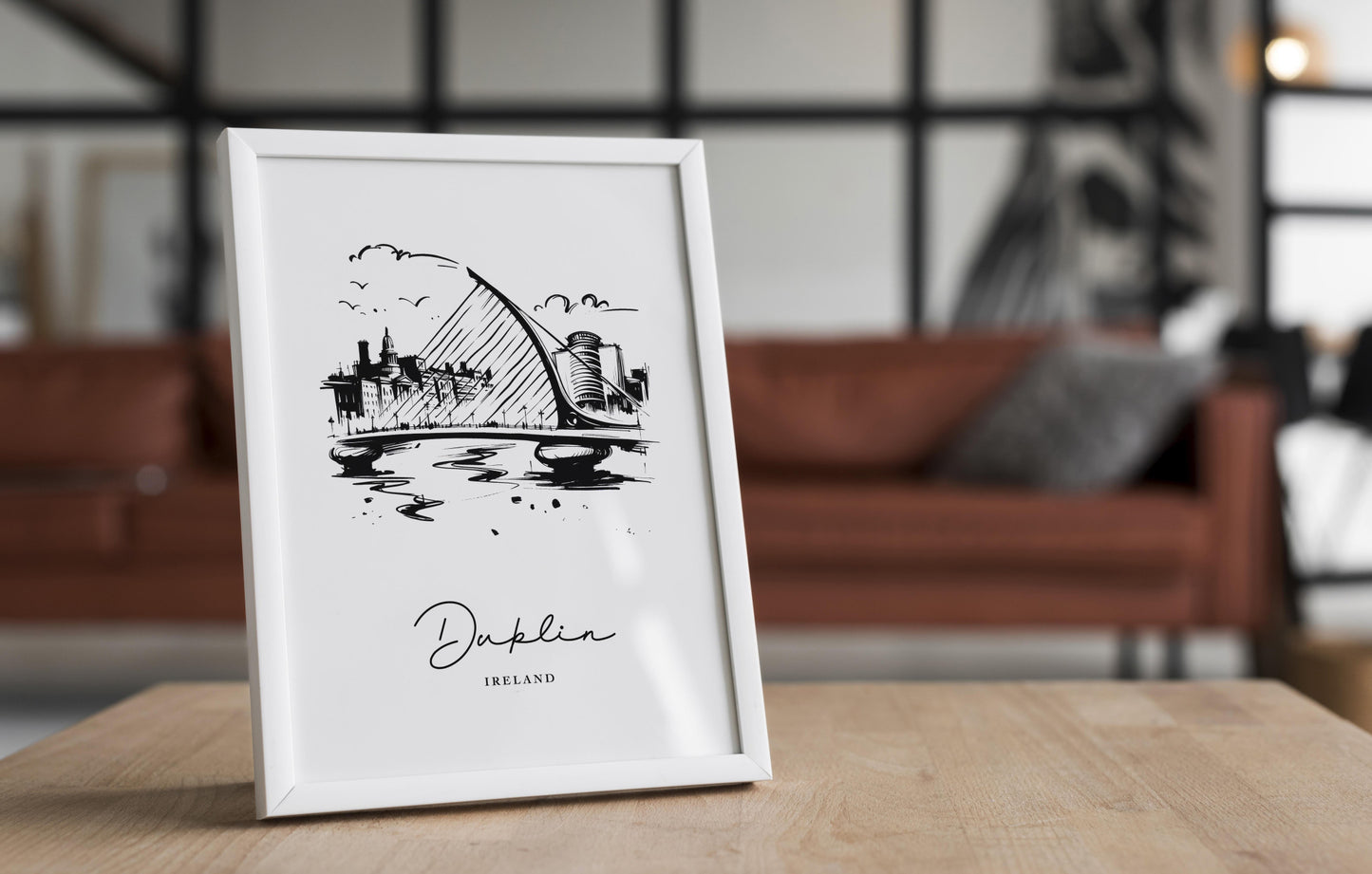 Dublin Poster - Black and White Sketch of Landmarks, Living Room Wall Art, Irish Bedroom Decor, Office Poster, Unique Travel Gift