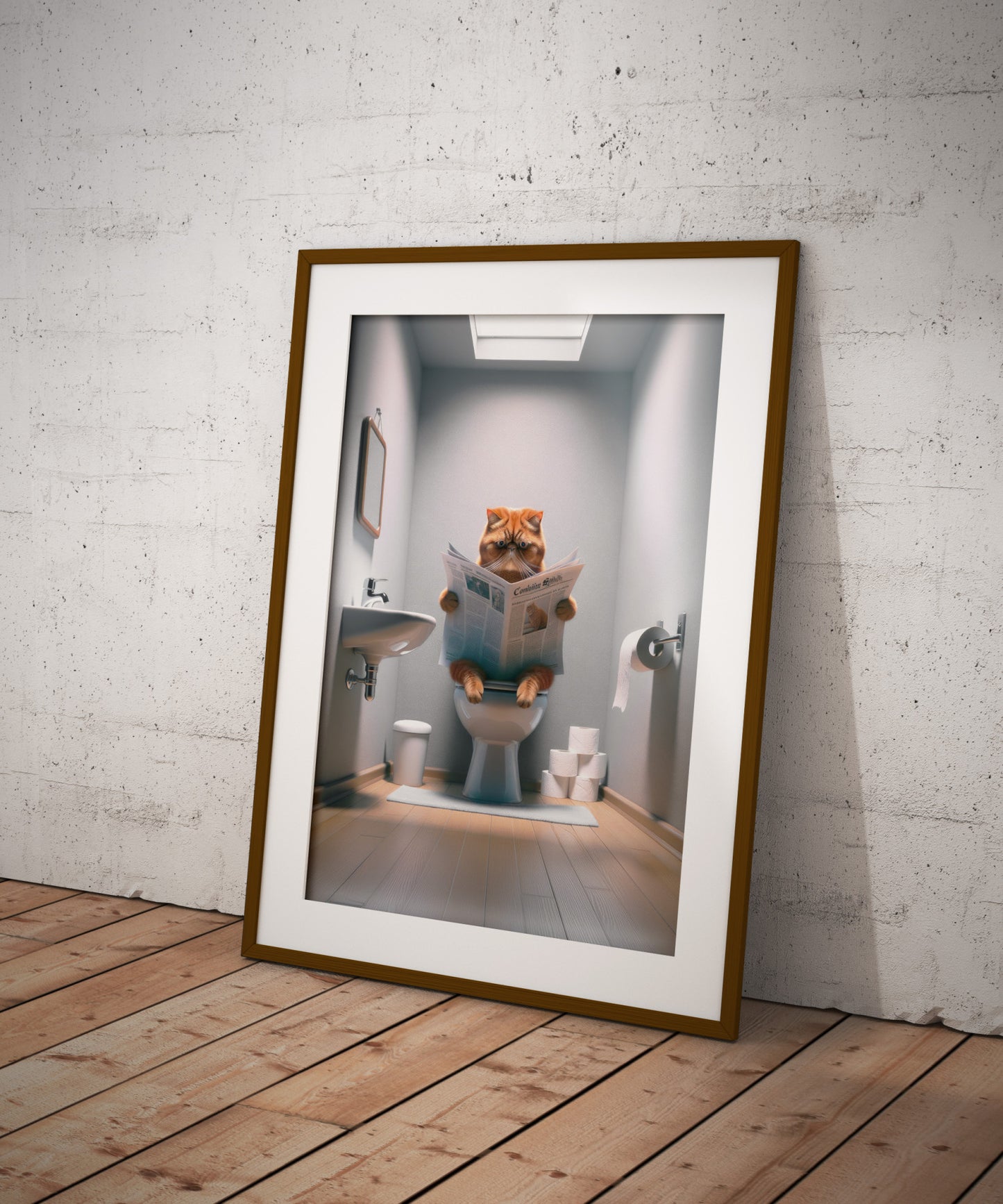 Red Tabby Exotic Shorthair Cat Bathroom Decor Print - WC Toilet Poster - Wall Art for Cat Lovers - Unique Gift