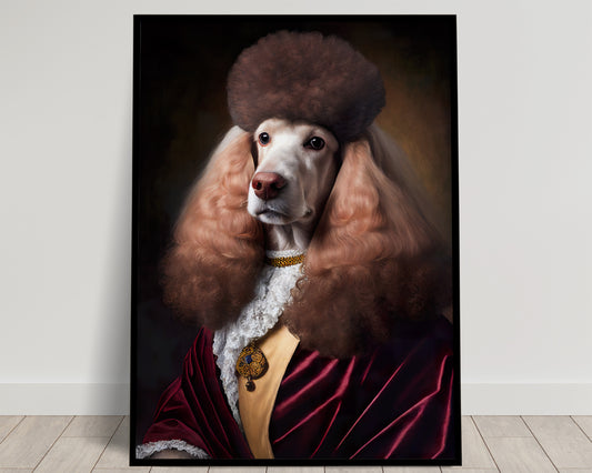 Affiche Postérisée Baroque Chien Caniche Noble - Décoration Murale Animale à Encadrer