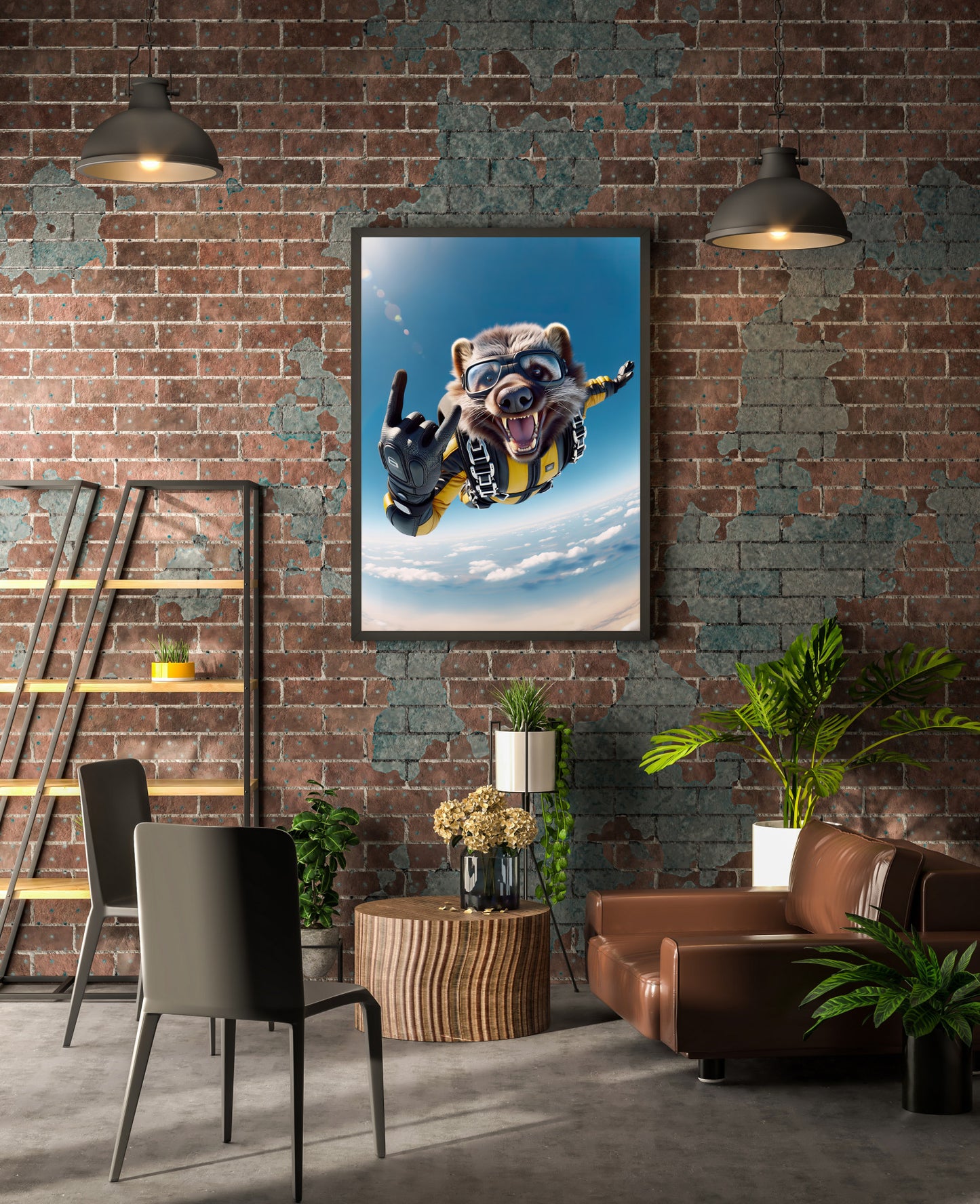 Skydiving Wolverine Free-Fall Poster | Epic Wall Art | Extreme Sport Animal Print | Unique Animal Lover Gift