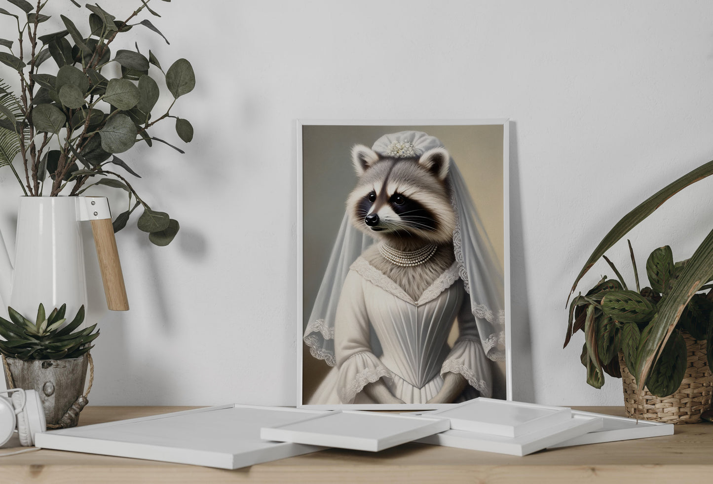 Raccoon in Wedding Dress Poster - Animal Wall Decor | Funny Bride Art | Unique Gift for Home & Office